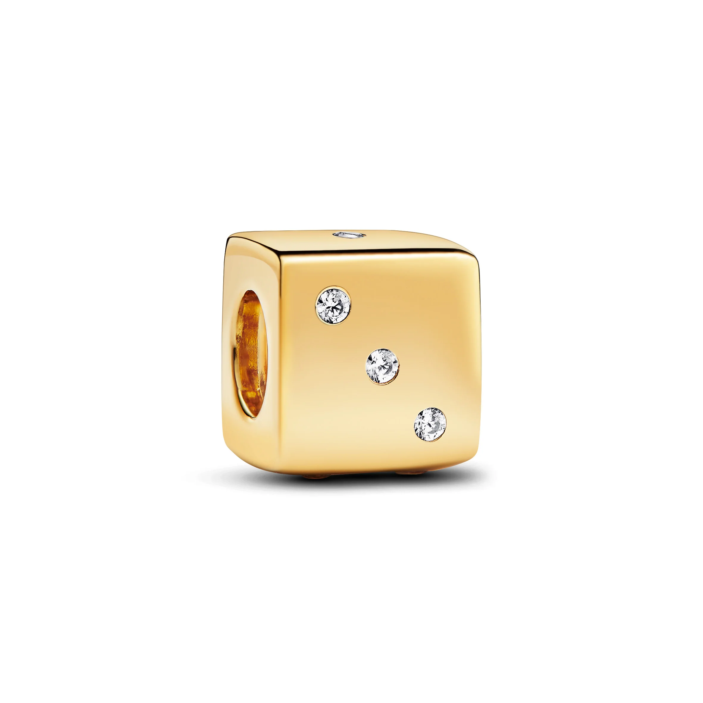 Dice 14K Gold-Plated Charm With Clear Cubic Zirconia