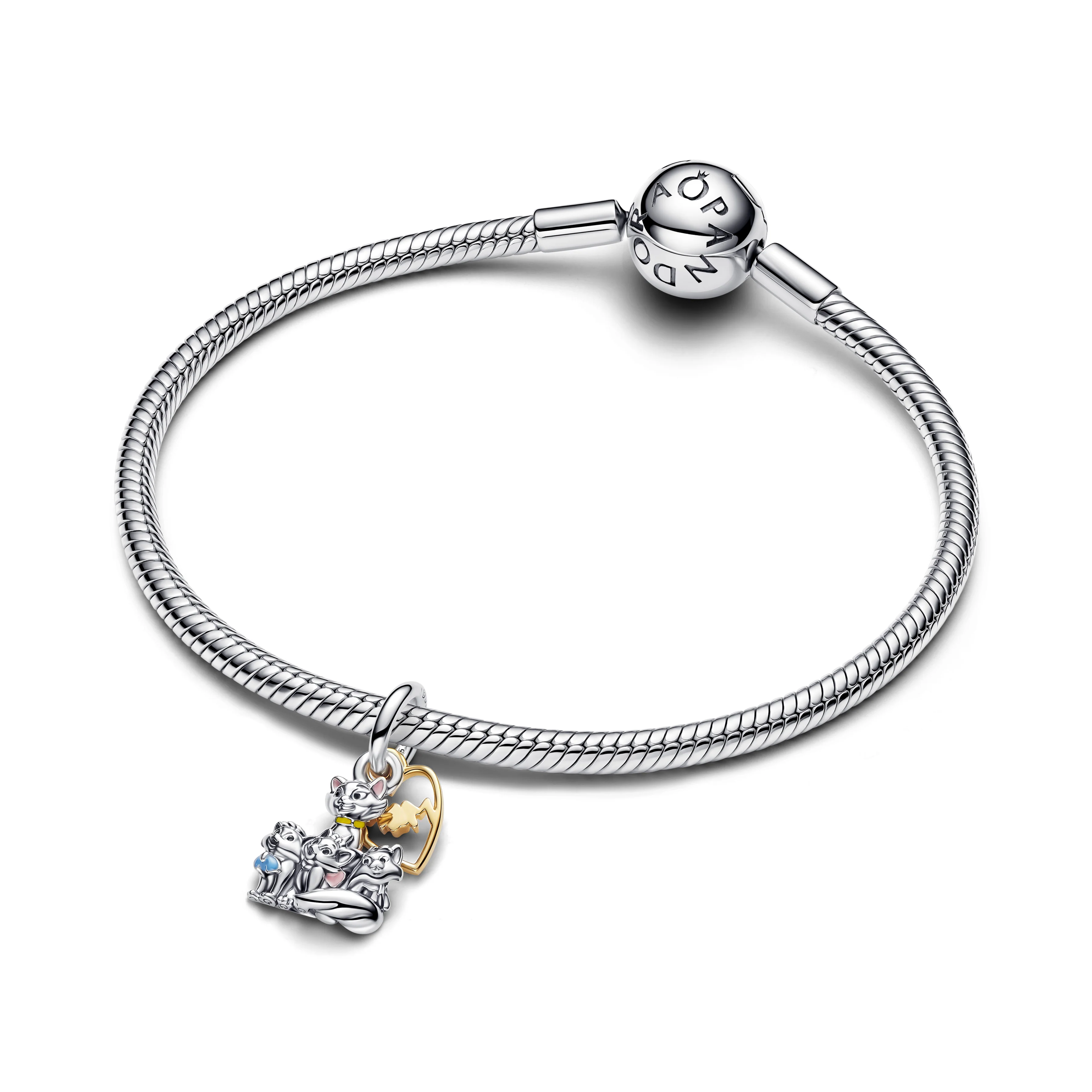 Disney Aristocats Sterling Silver And 14K Gold-Plated Double Dangle With Pink And Blue Enamel - Image 3
