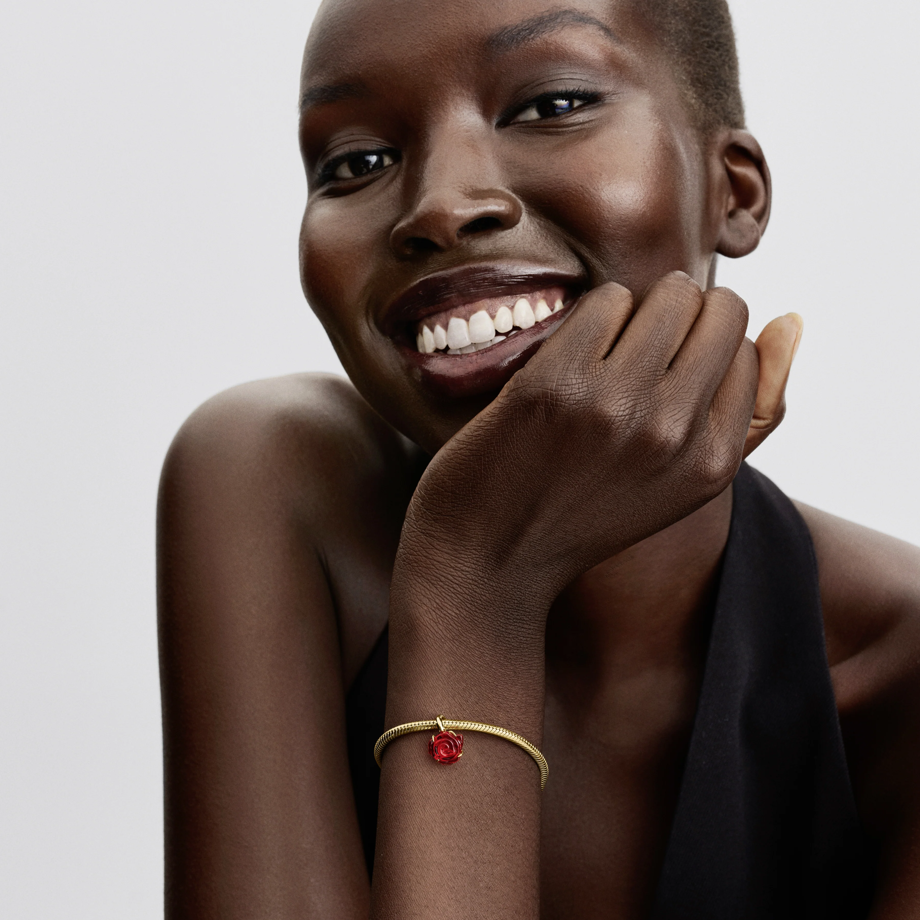 Disney Beauty And The Beast Rose 14K Gold-Plated Dangle With Red Murano Glass - Image 2