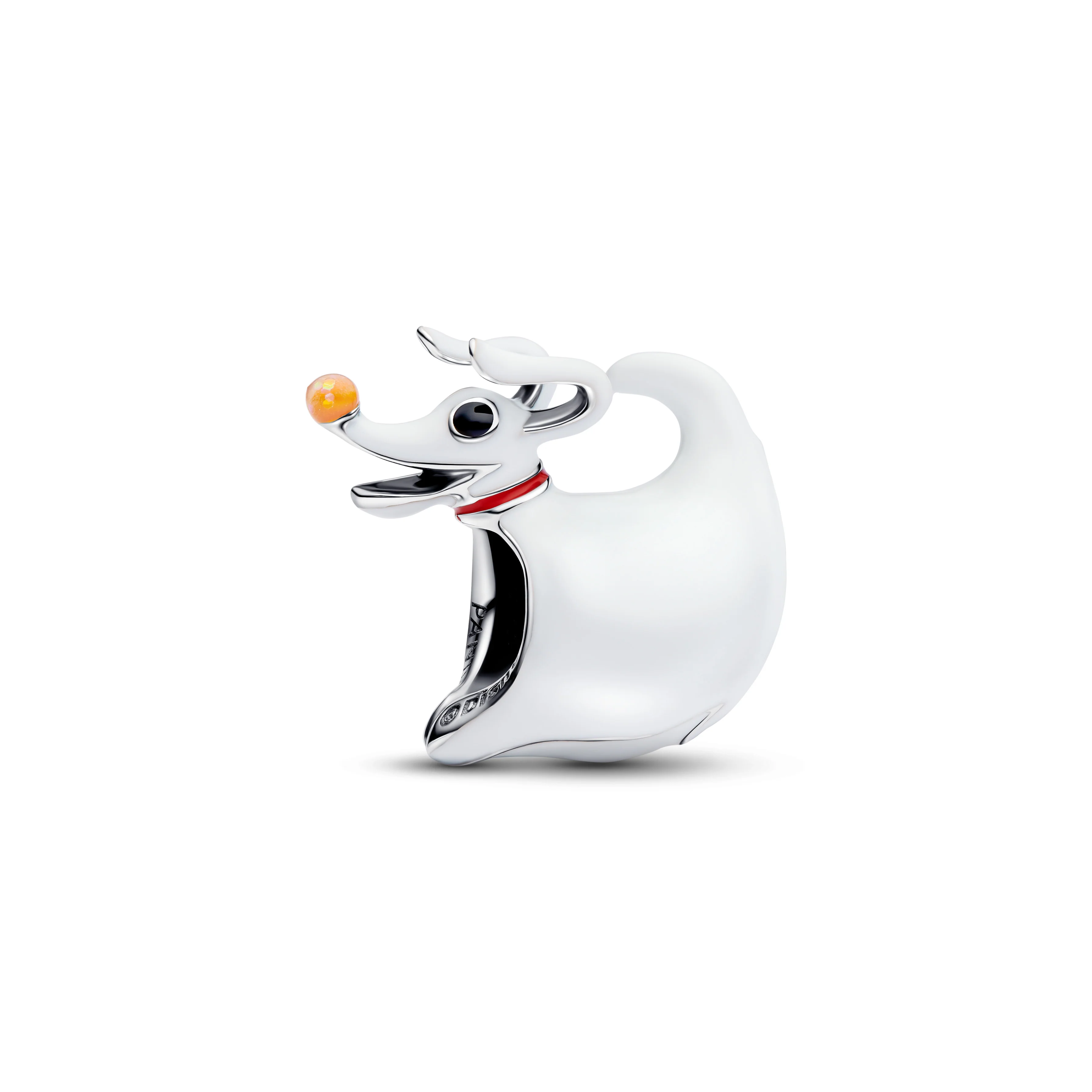 Disney Dark Zero Dog Sterling Silver Charm With Black, Red, Orange And White Glow In The Dark Enamel