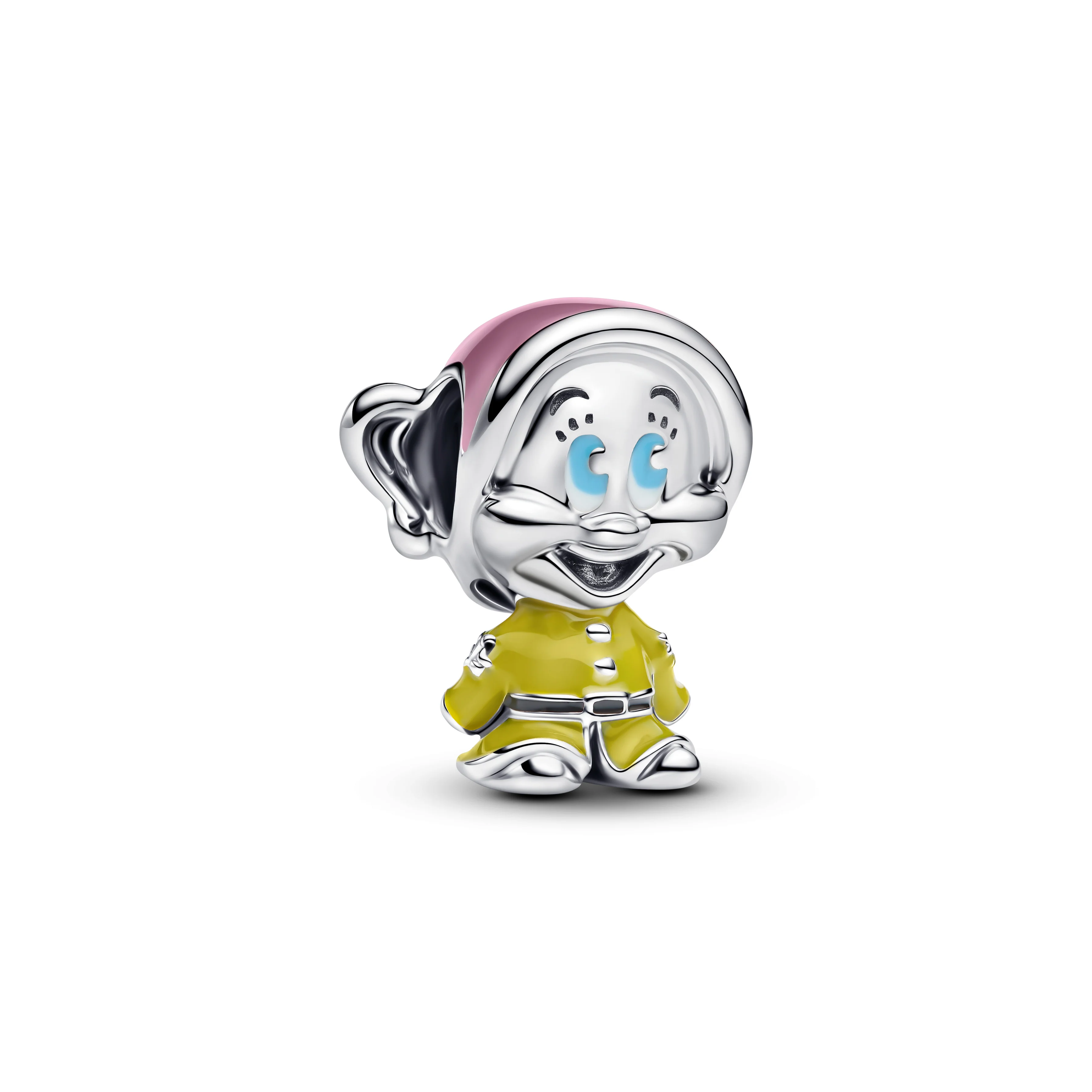 Disney Dopey Sterling Silver Charm With Purple, Black, White, Blue And Olive Green Enamel