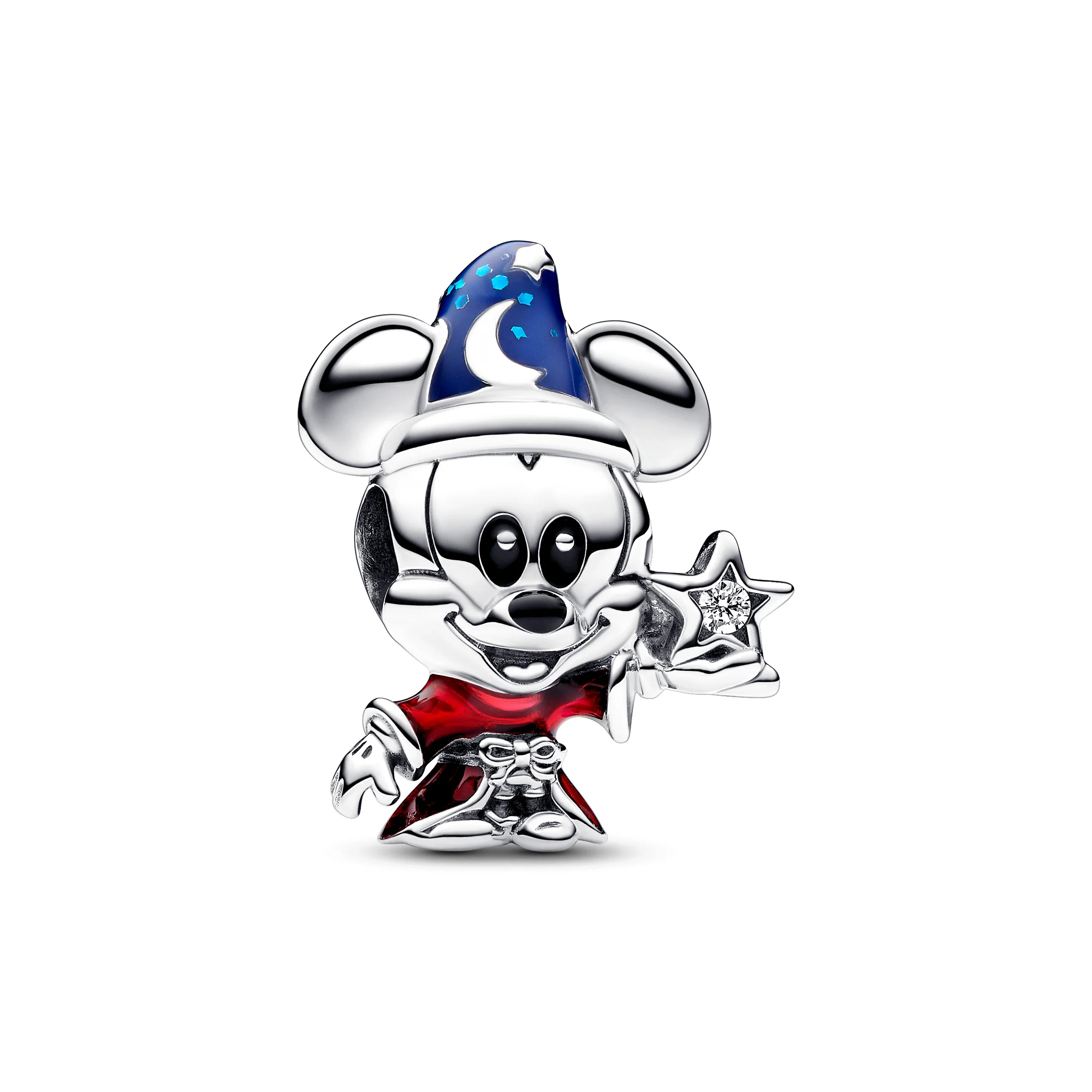 Disney Mickey Mouse Sterling Silver Charm With Clear Cubic Zirconia, Red, Blue And Black Enamel - Image 3