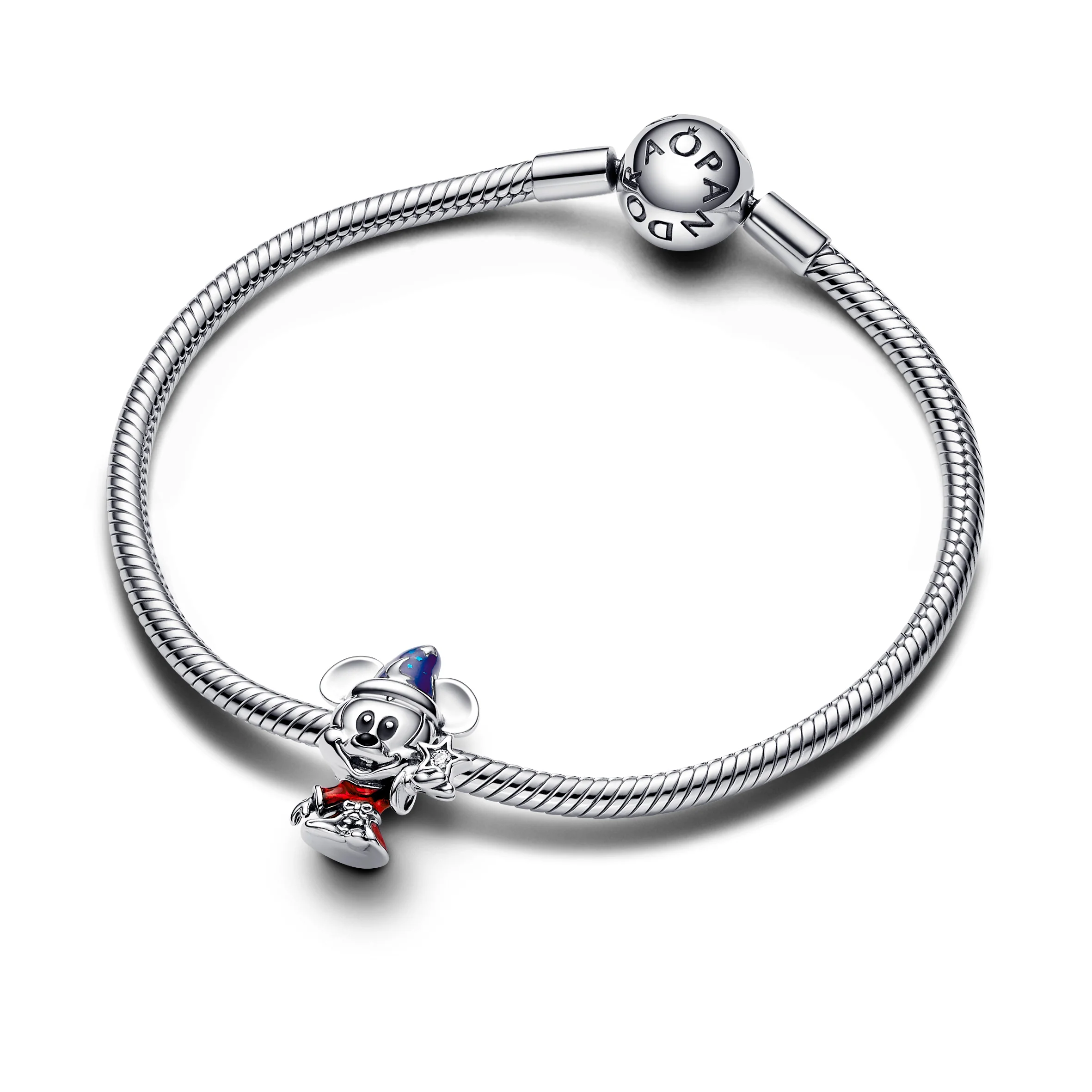 Disney Mickey Mouse Sterling Silver Charm With Clear Cubic Zirconia, Red, Blue And Black Enamel - Image 4