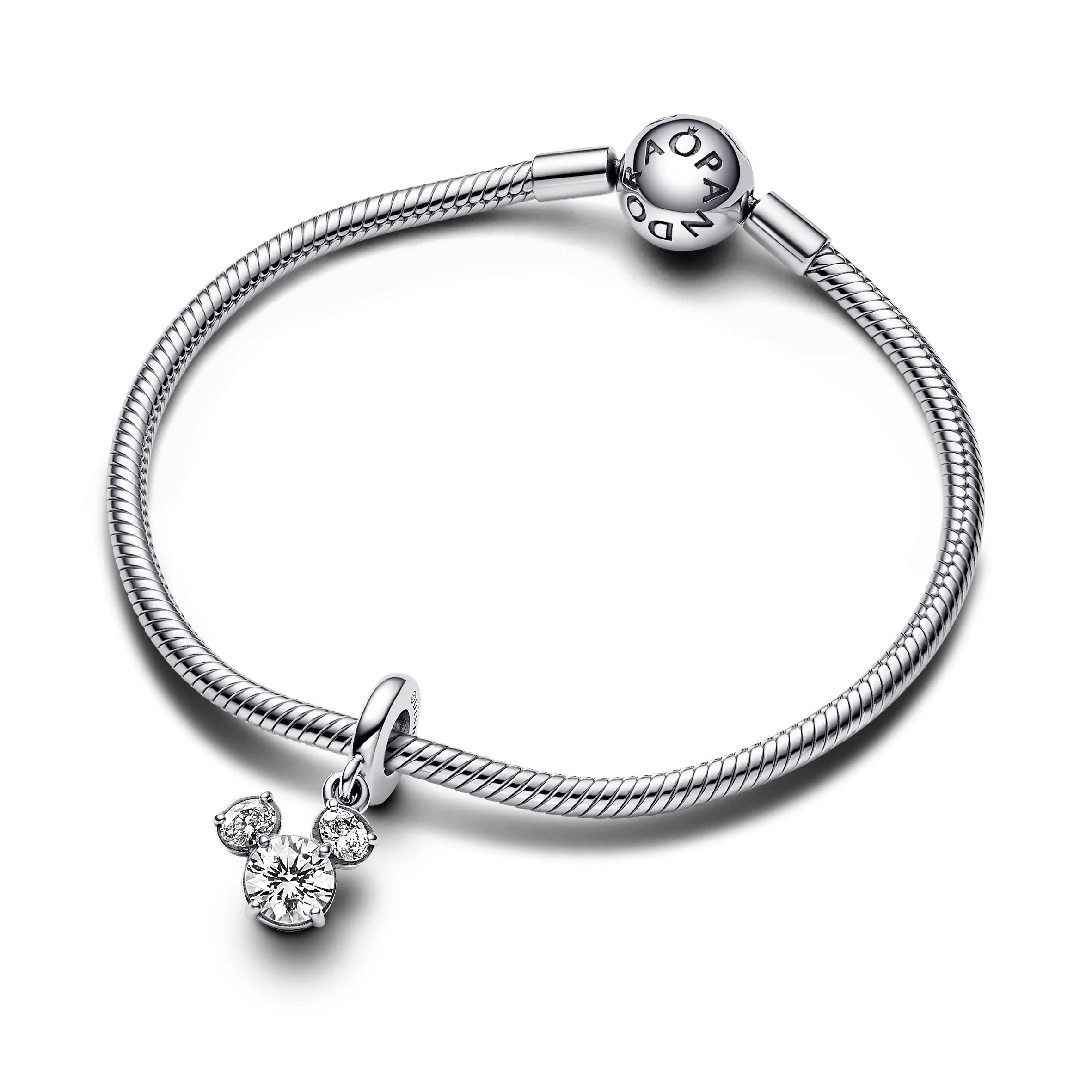 Disney Mickey Silhouette Sterling Silver Dangle With Clear Cubic Zirconia - Image 4