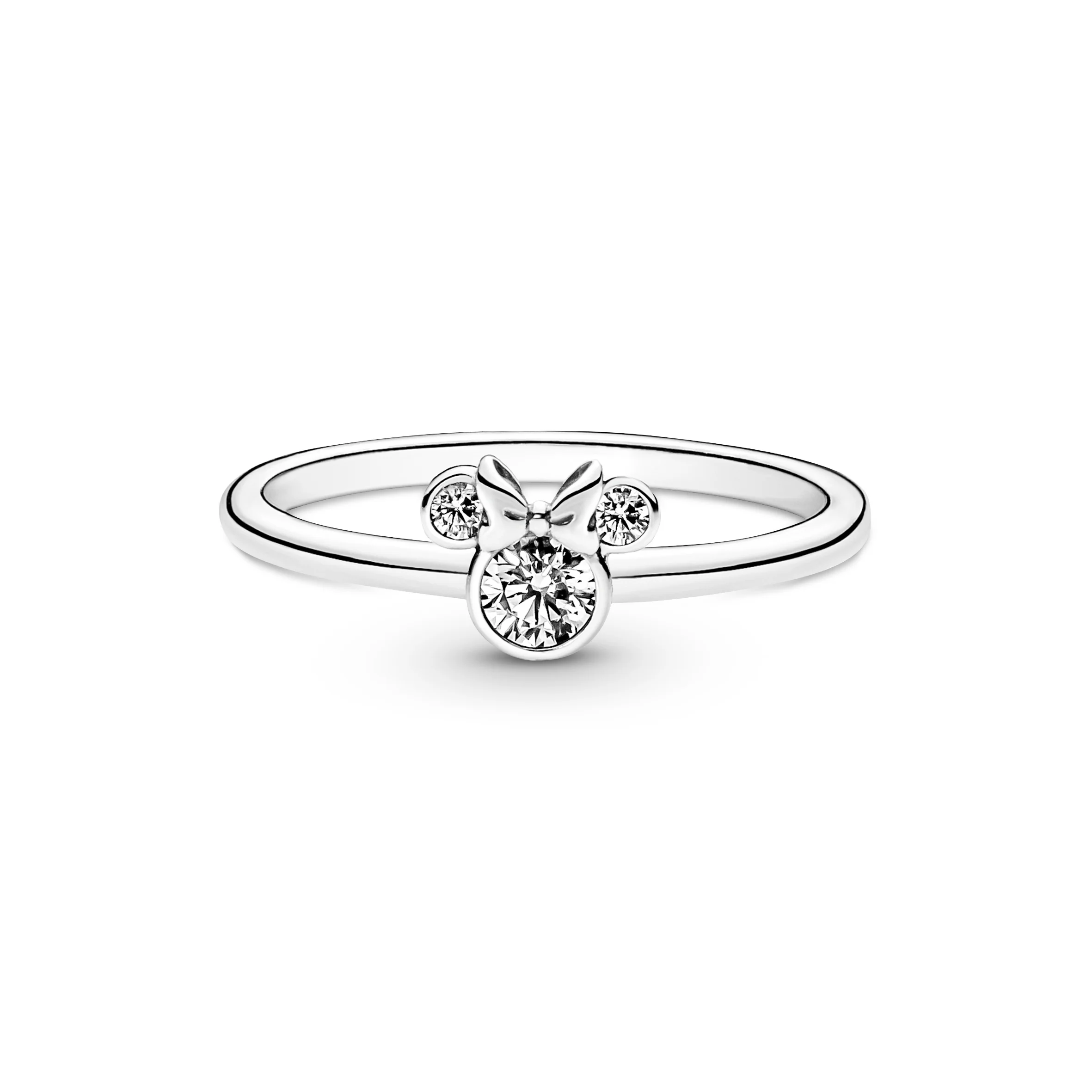 Disney Minnie Mouse Sterling Silver Ring With Clear Cubic Zirconia - Image 4