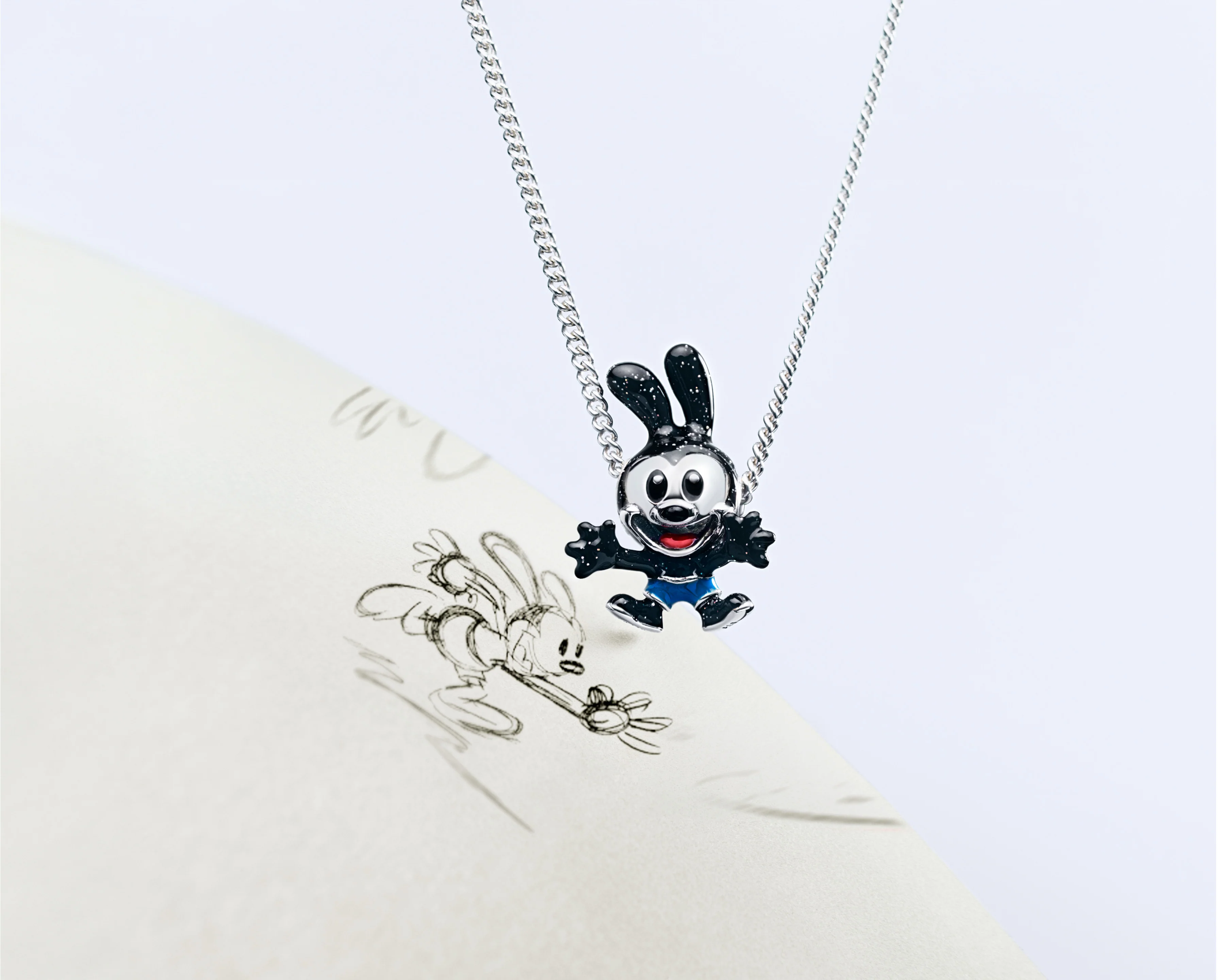 Disney Oswald Sterling Silver Charm With Red, Blue And Glittery Black Enamel - Image 4