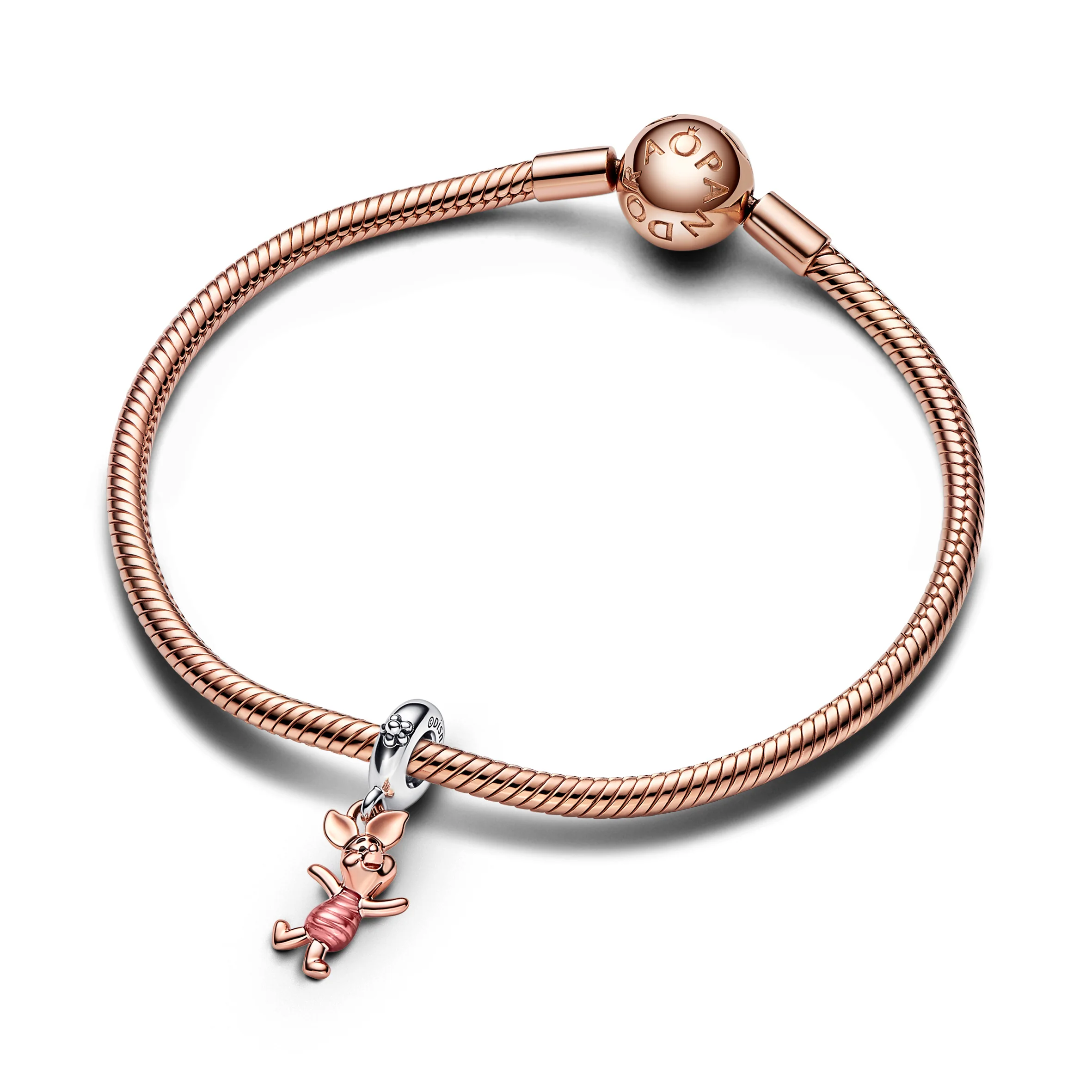 Disney Piglet Sterling Silver And 14K Rose Gold-Plated Dangle With Transparent Pink And Black Enamel - Image 3