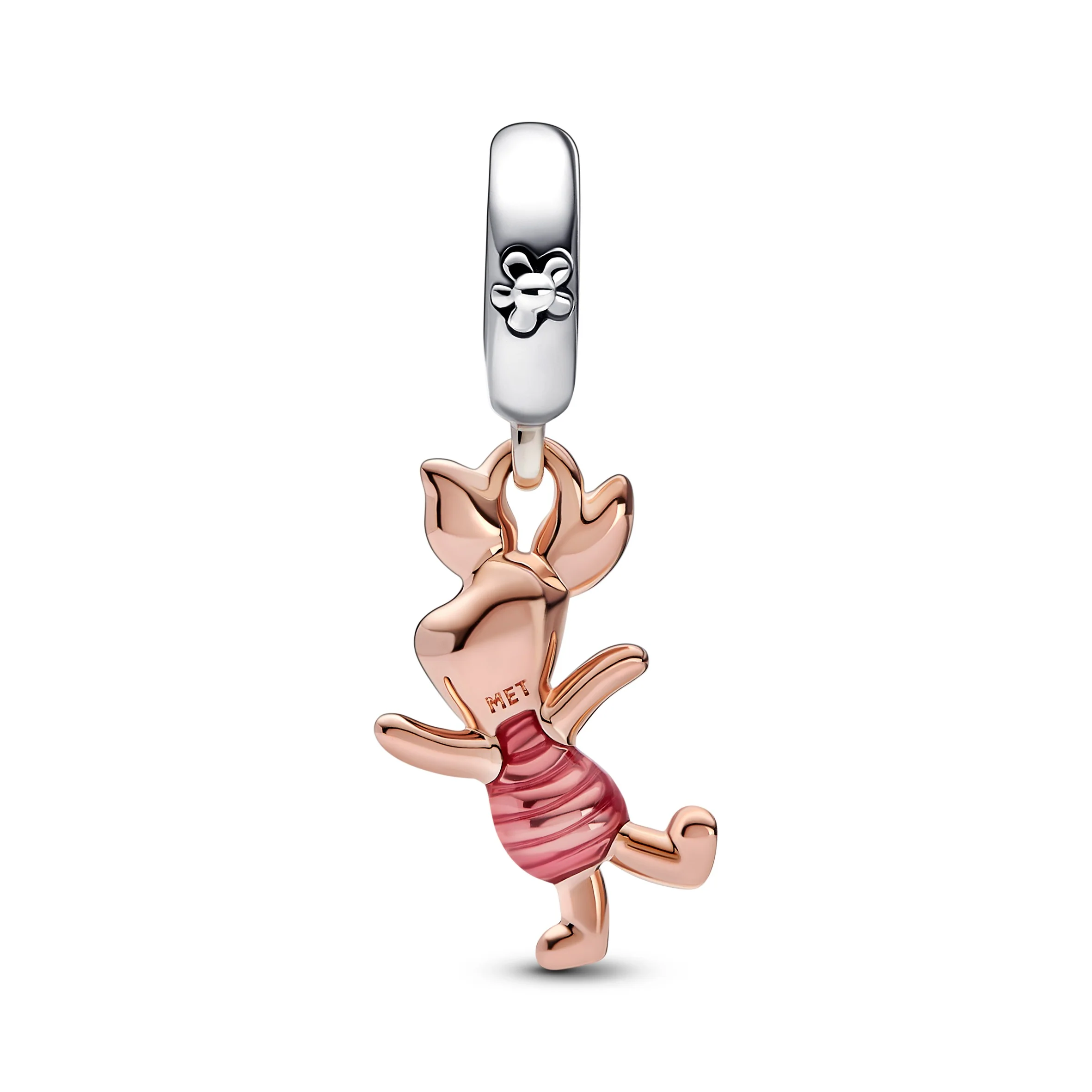 Disney Piglet Sterling Silver And 14K Rose Gold-Plated Dangle With Transparent Pink And Black Enamel - Image 4