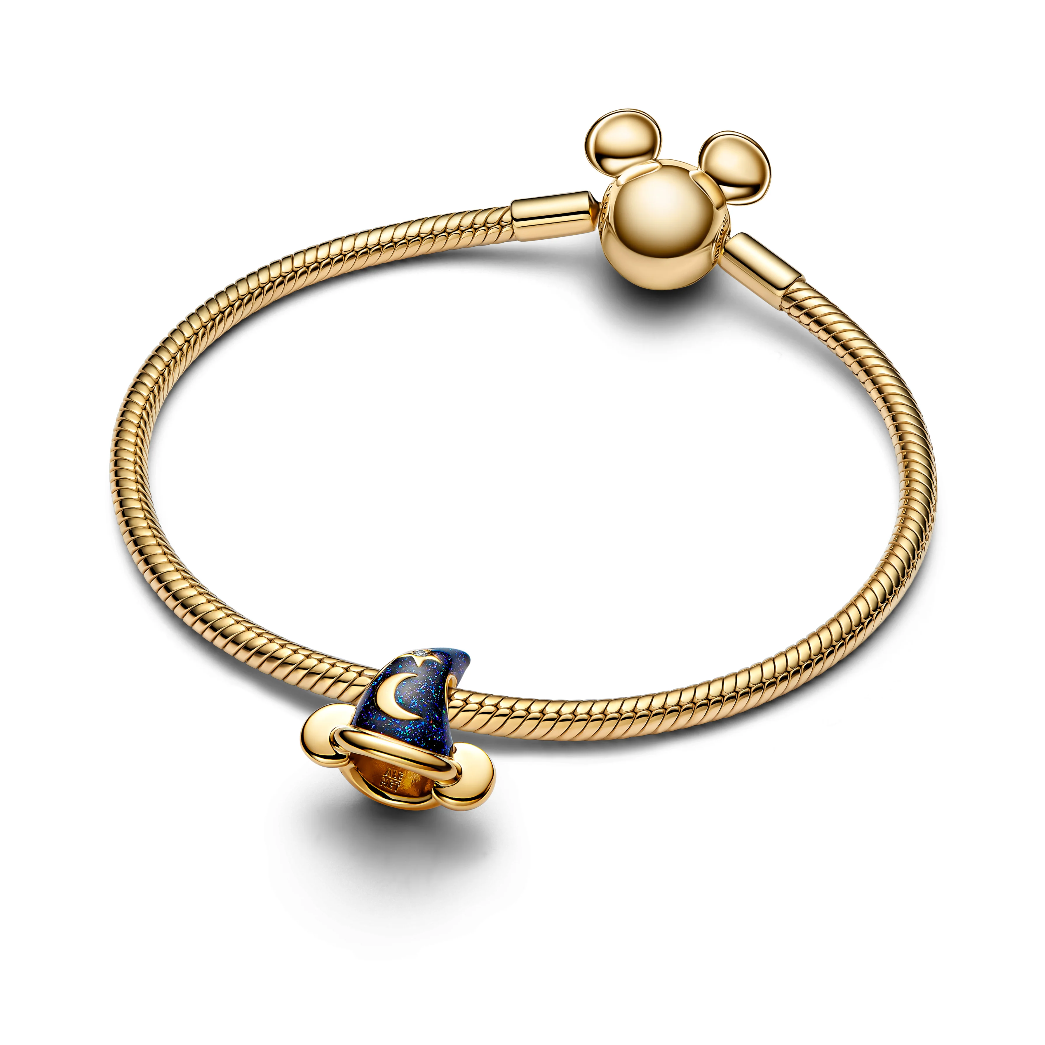 Disney Sorcerers Hat 14K Gold-Plated Charm With 0.007 Ct Tw G-I Vs+ Round Brilliant Good Cut Lab-Grown Diamond And Glittery Blue Enamel - Image 5