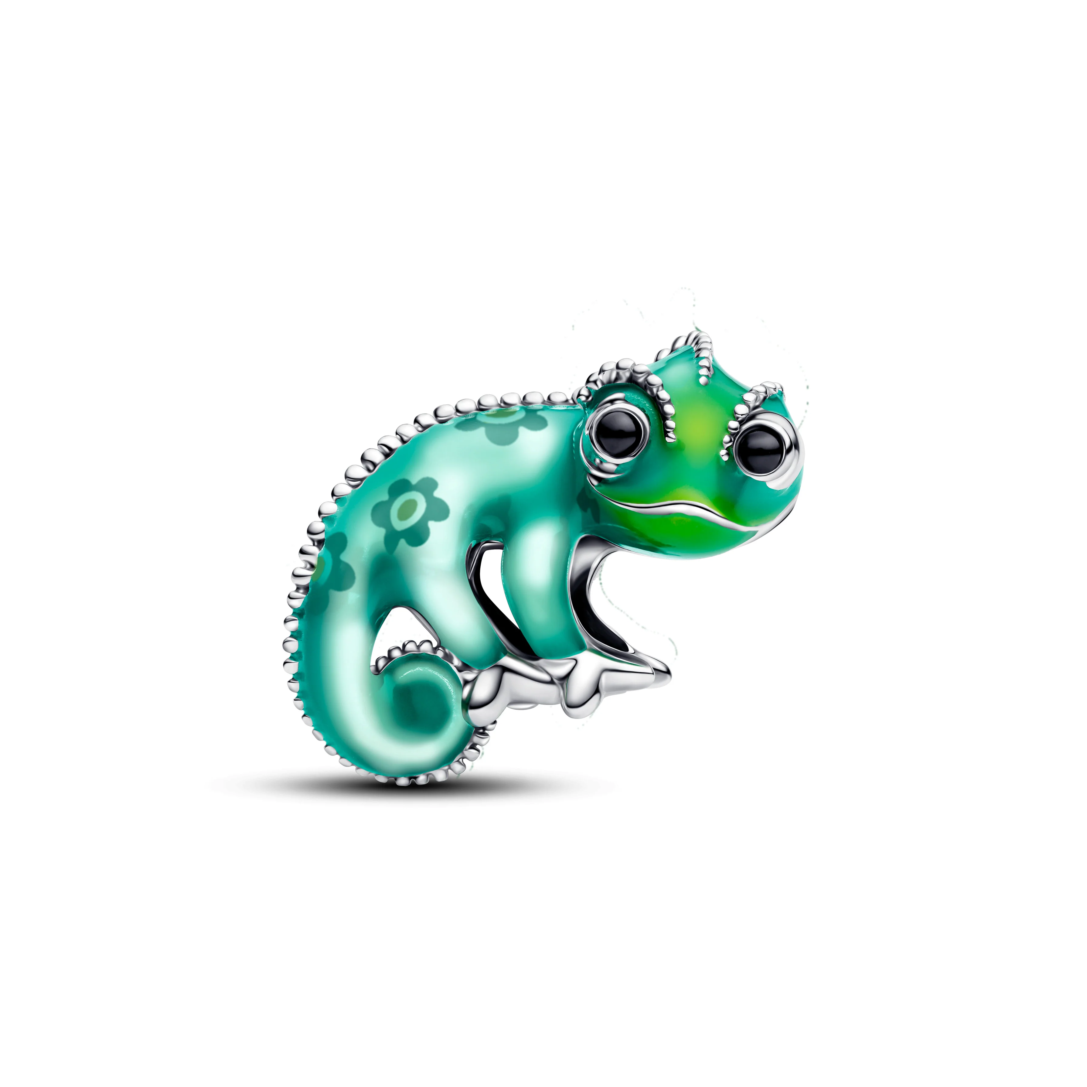 Disney Tangled Pascal Sterling Silver Charm With Black Crystal And Color-Changing Green Enamel - Image 4