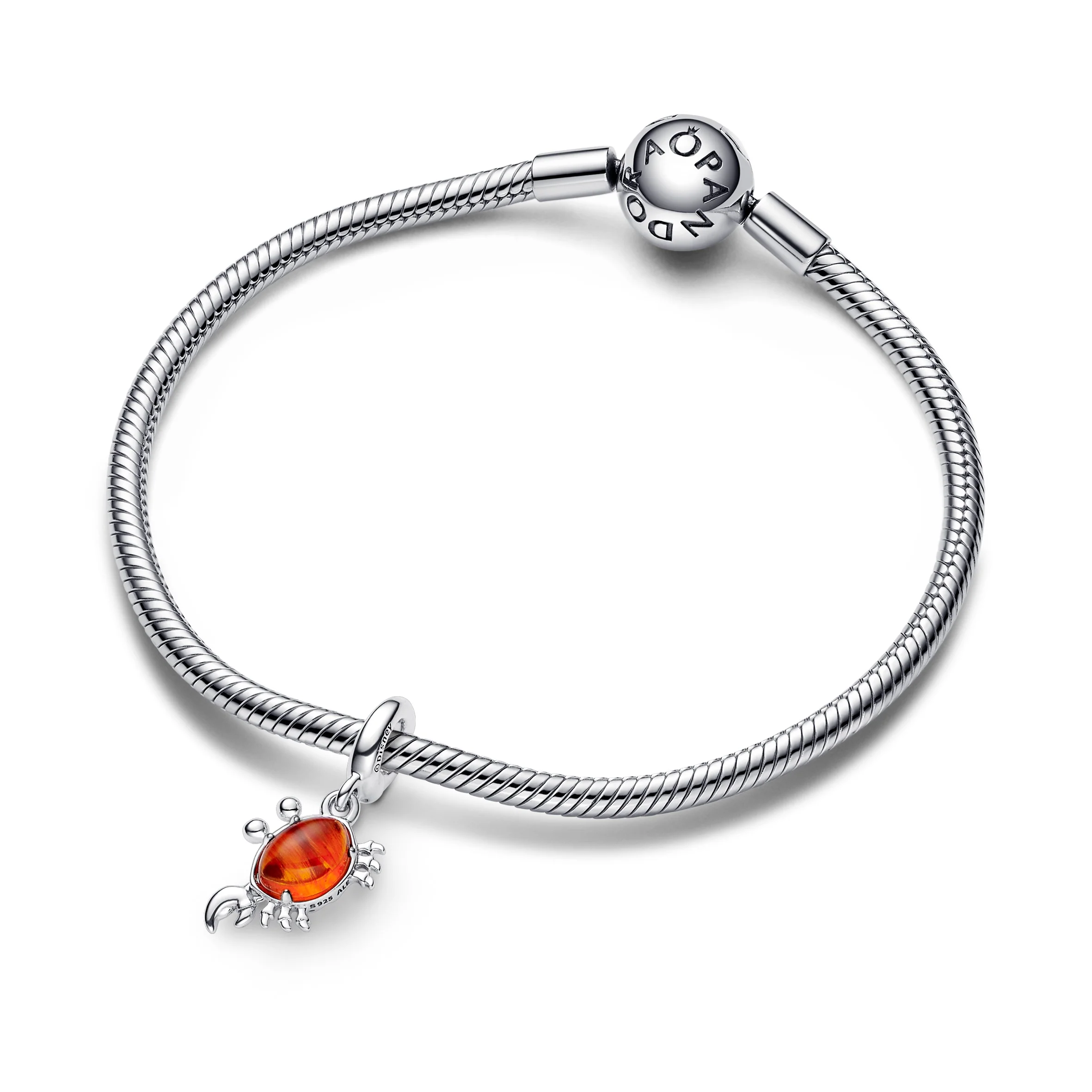 Disney The Little Mermaid Crab Sterling Silver Dangle With Orange Murano Glass - Image 4