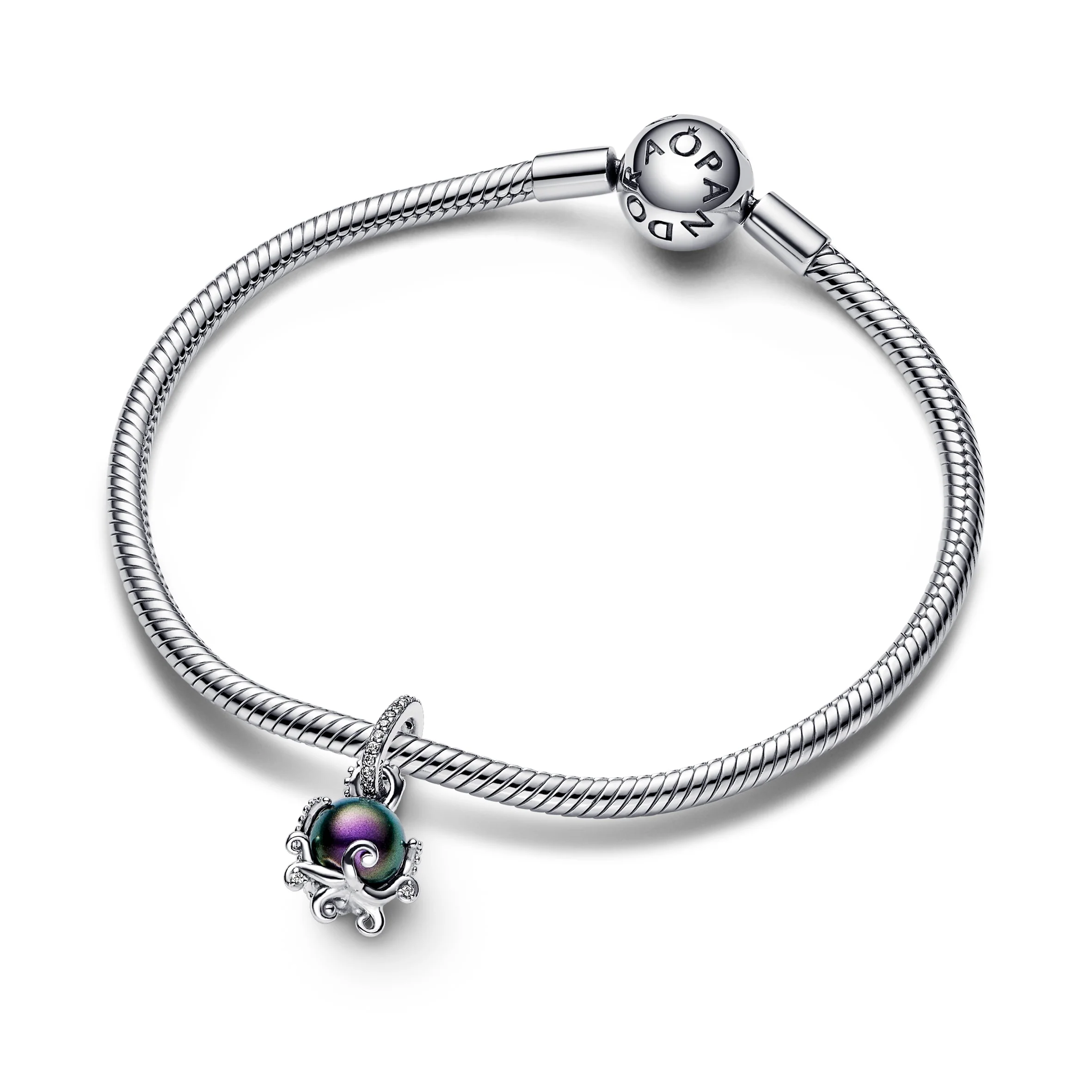 Disney The Little Mermaid Octupus Sterling Silver Dangle With Purple Lacquered Artificial Pearl And Clear Cubic Zirconia - Image 4