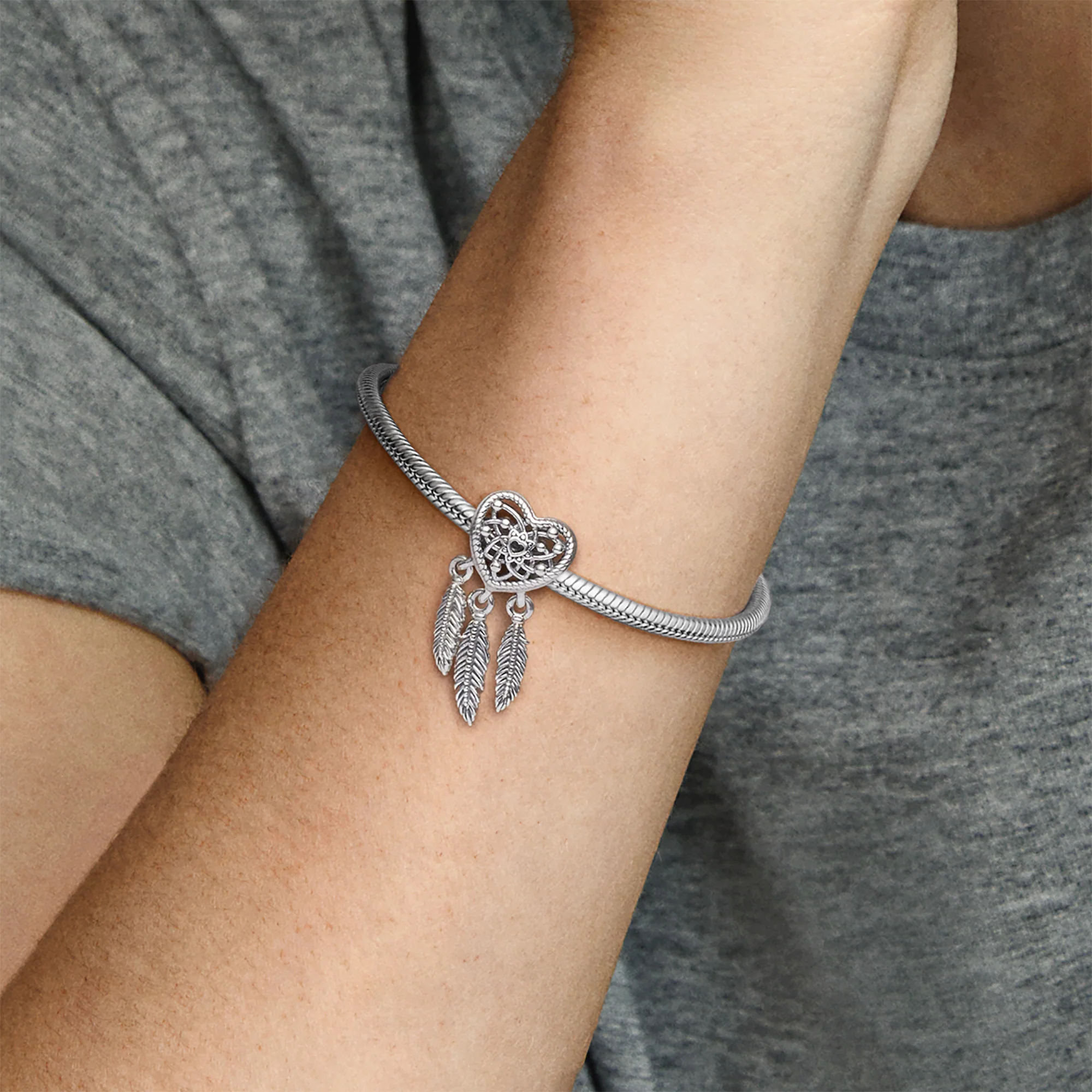 Dreamcatcher Sterling Silver Heart Charm - Image 3