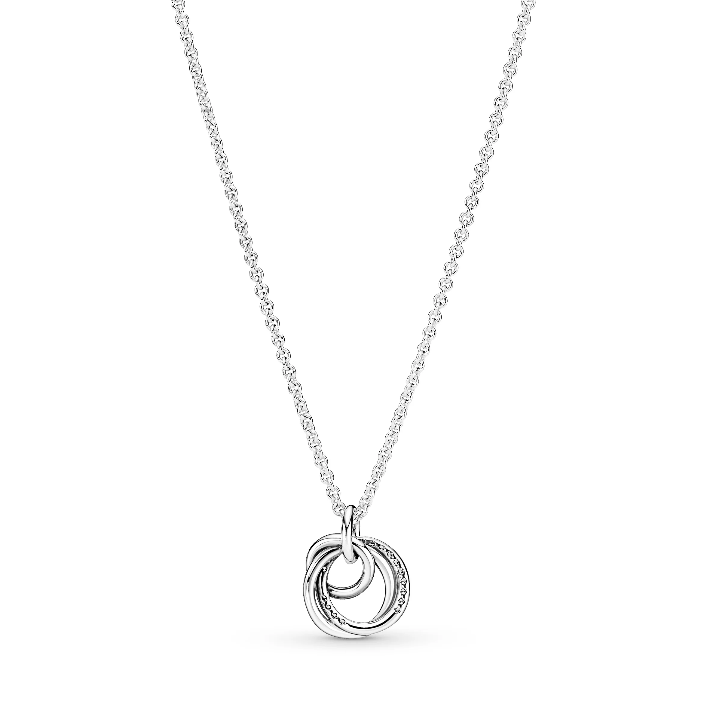 Encircled Sterling Silver Necklace With Clear Cubic Zirconia Pendant - Image 4