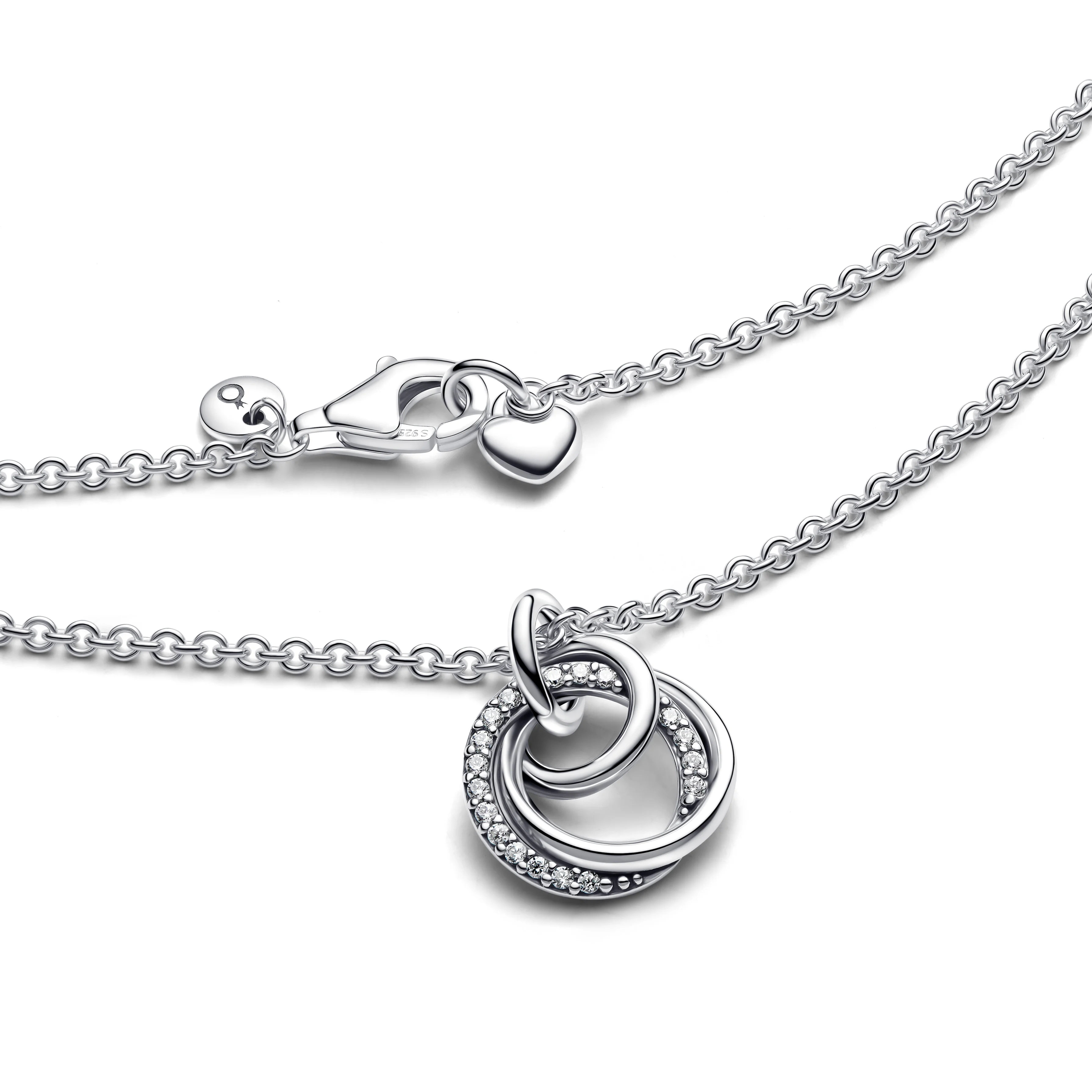 Encircled Sterling Silver Necklace With Clear Cubic Zirconia Pendant - Image 6