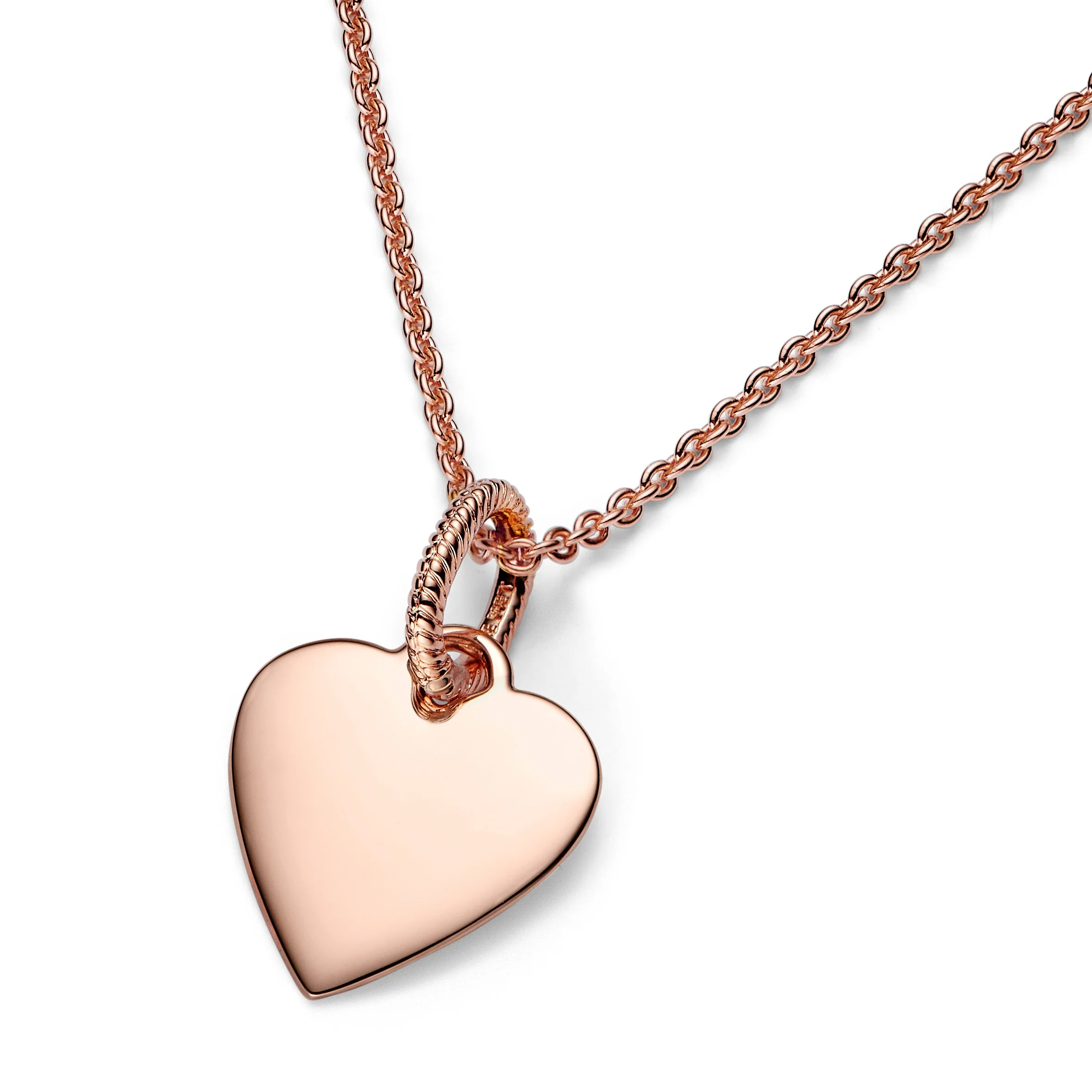Engravable Heart 14K Rose Gold-Plated Pendant - Image 4