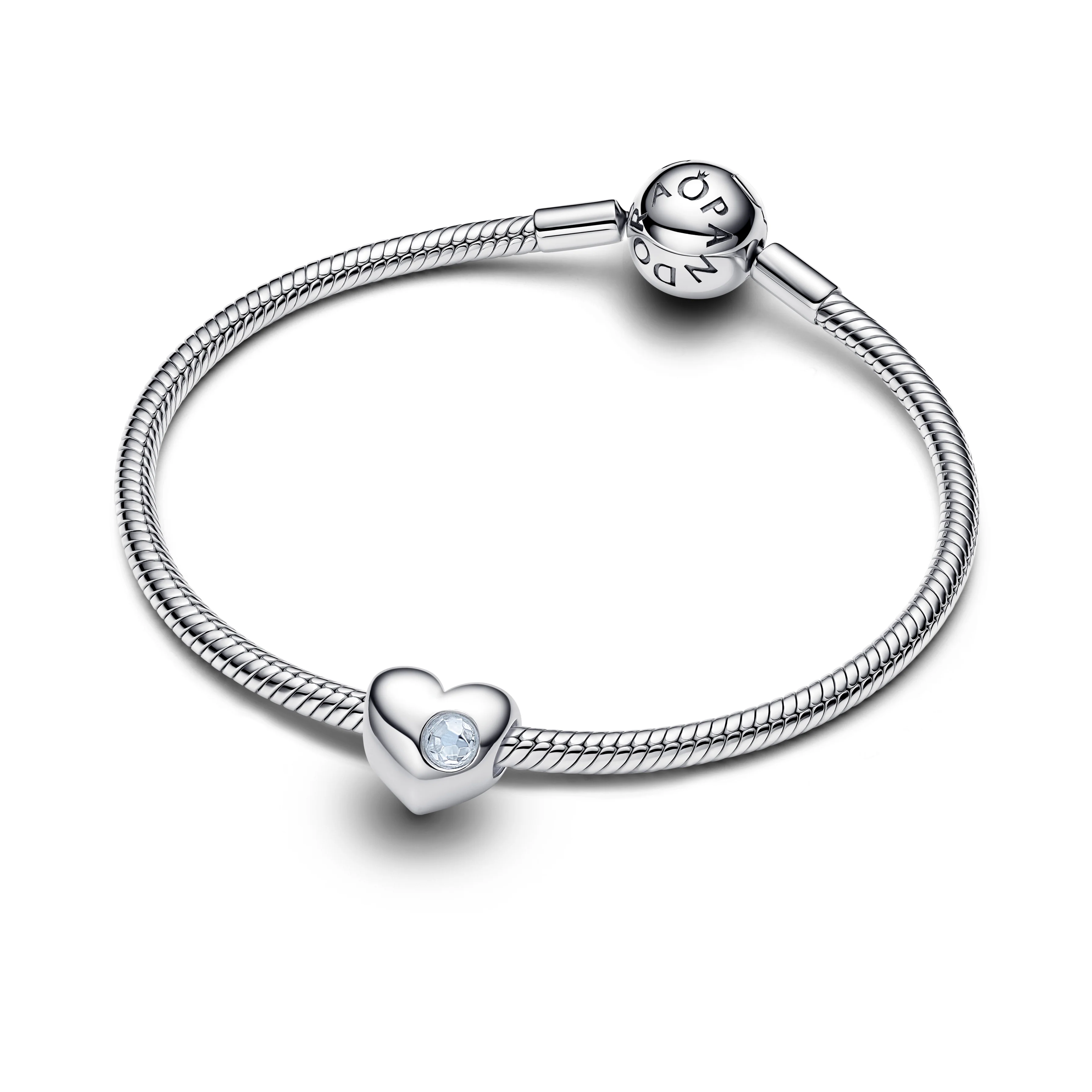 Engravable Heart Sterling Silver Charm With Sea Aqua Blue Crystal - Image 3