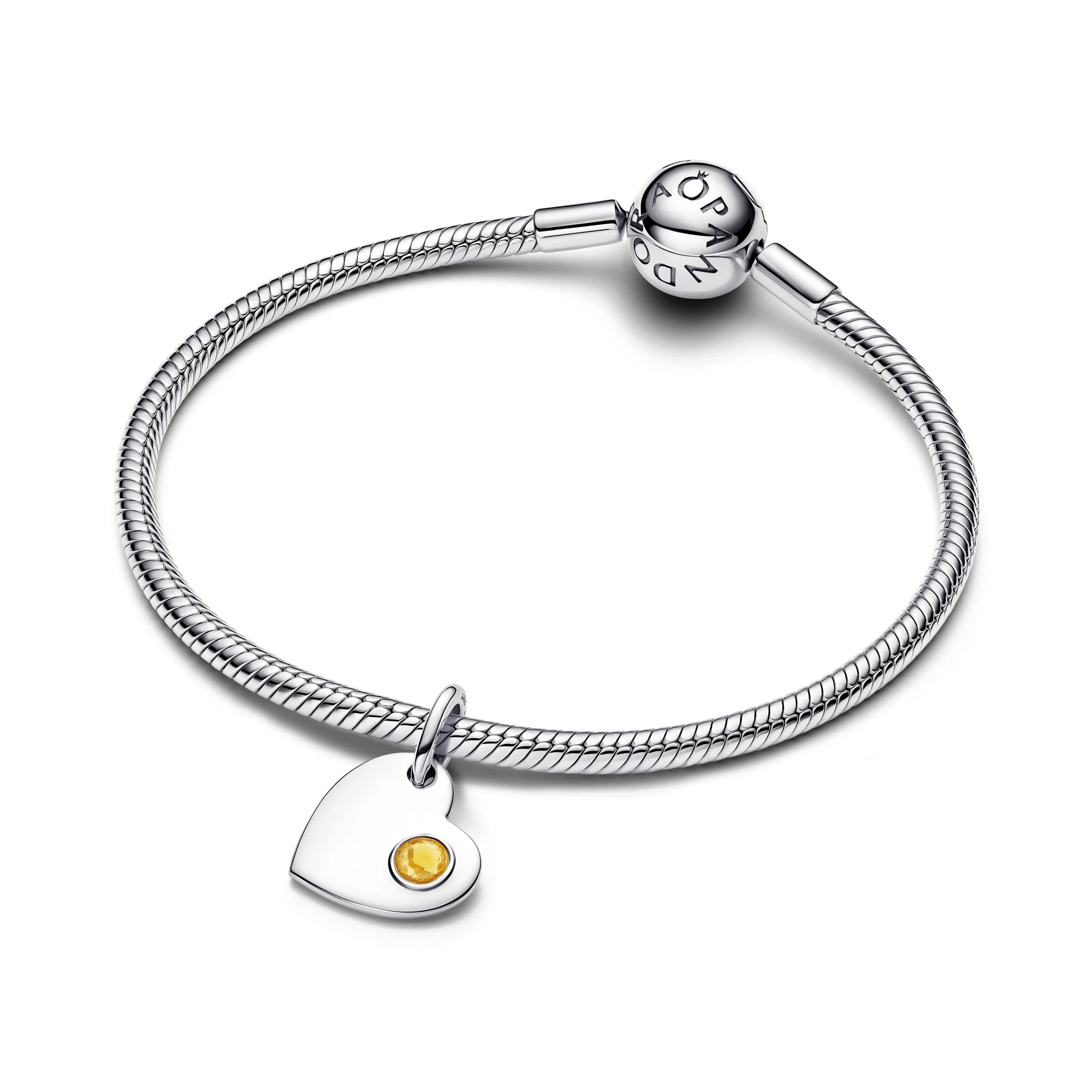 Engravable Heart Sterling Silver Dangle With Honey Coloured Crystal - Image 4
