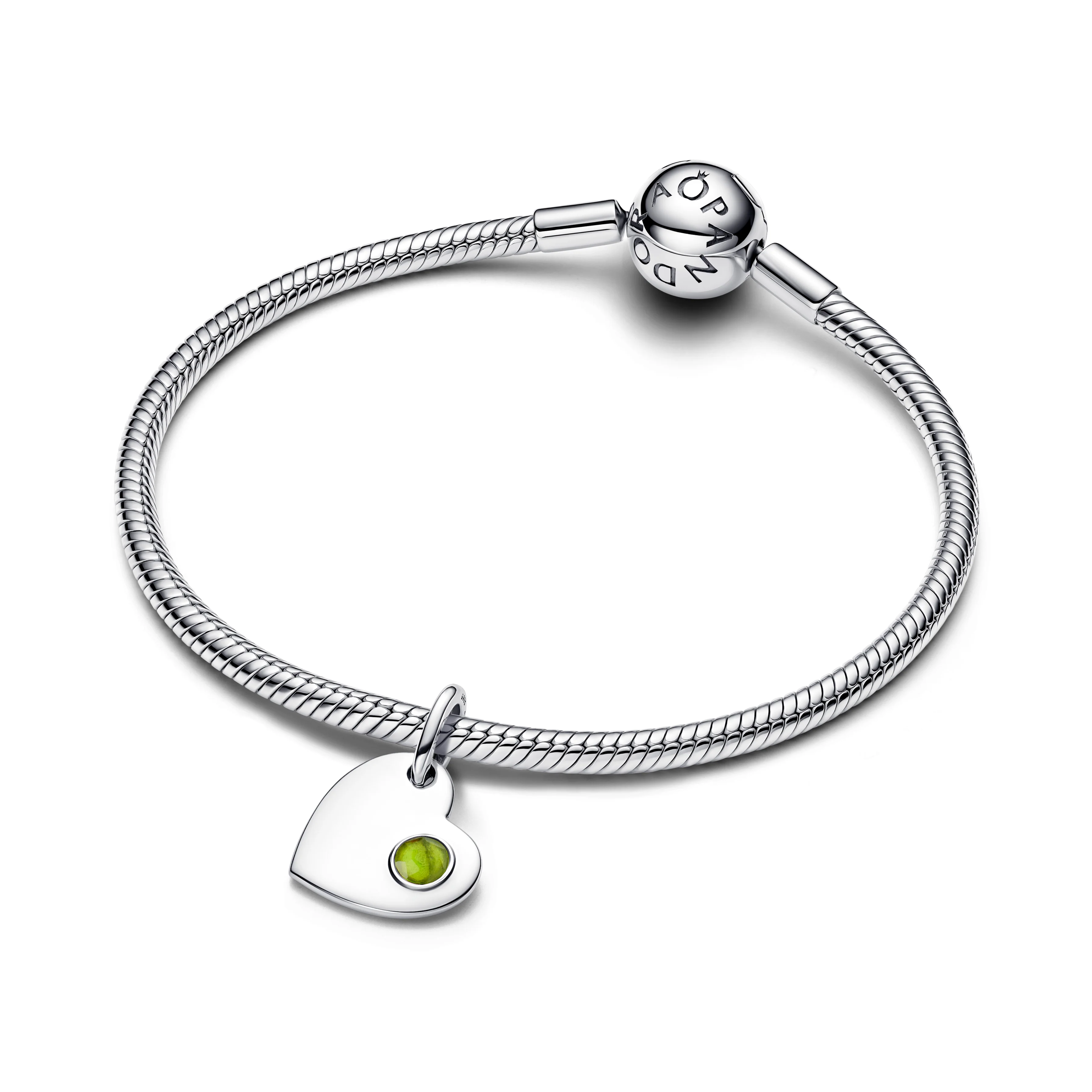 Engravable Heart Sterling Silver Dangle With Spring Green Crystal - Image 3