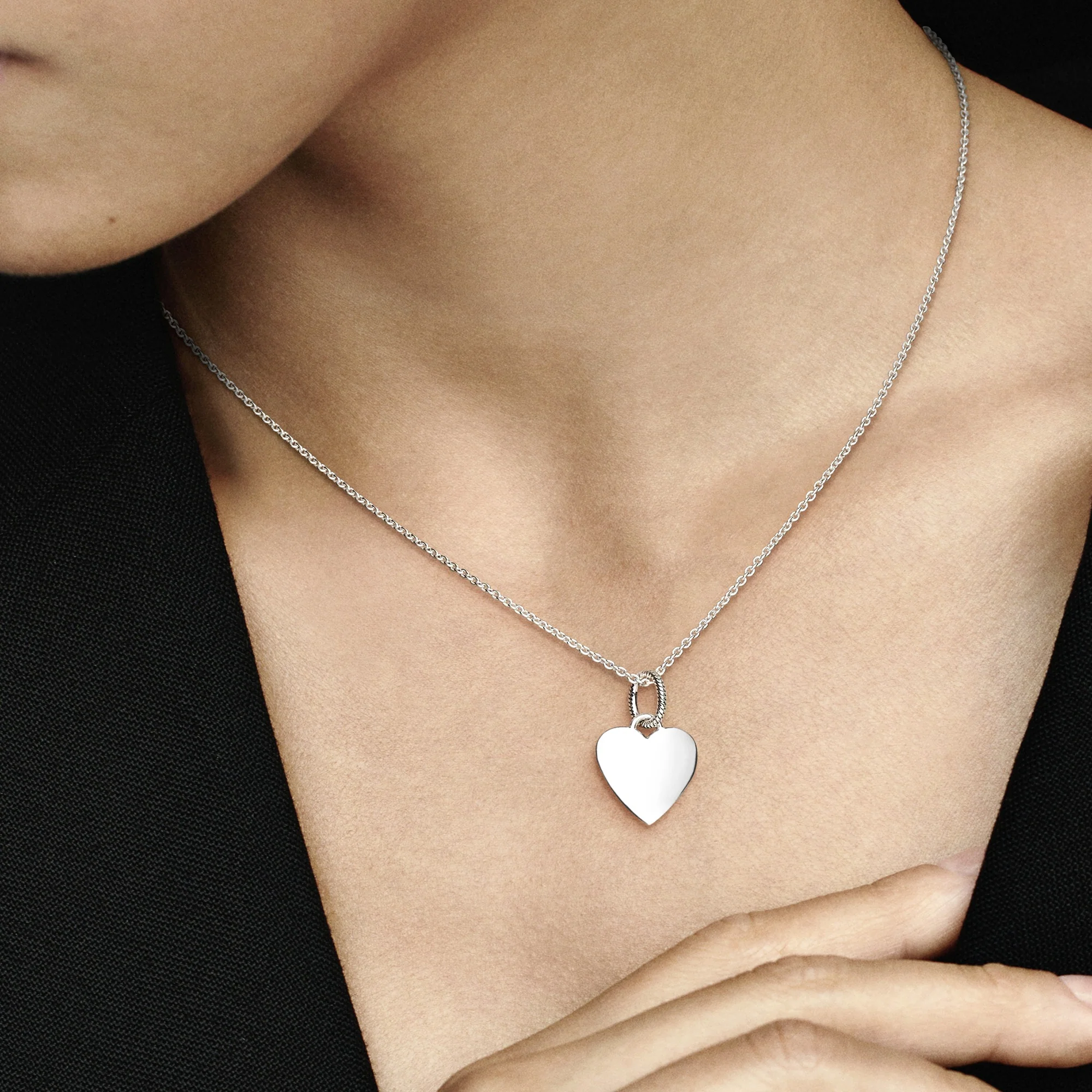 Engravable Heart Sterling Silver Pendant - Image 2