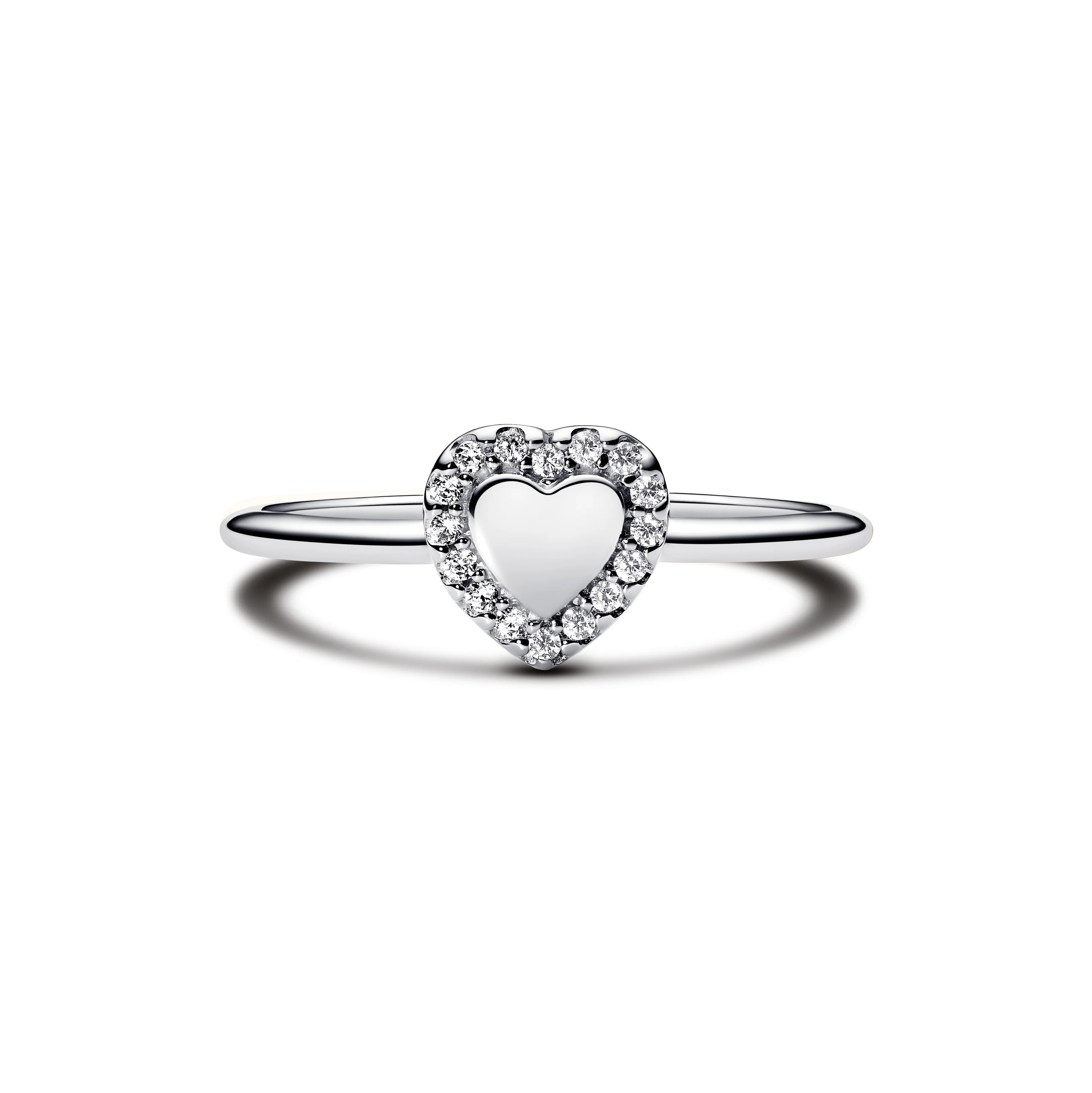 Engravable Heart Sterling Silver Ring With Clear Cubic Zirconia - Image 3