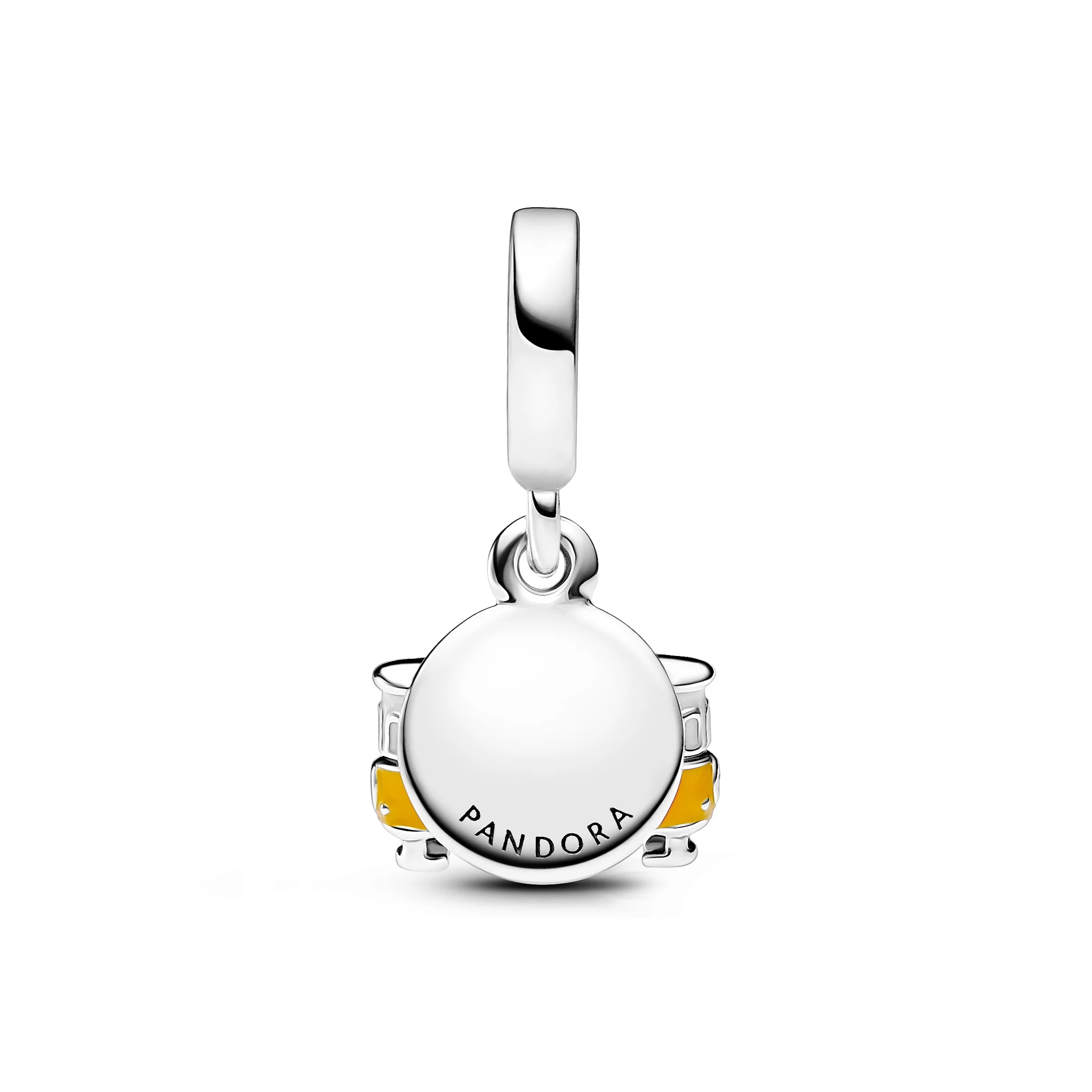 Engravable Lisbon Tram Sterling Silver Double Dangle With Clear And Red Cubic Zirconia, Yellow And White Enamel - Image 3