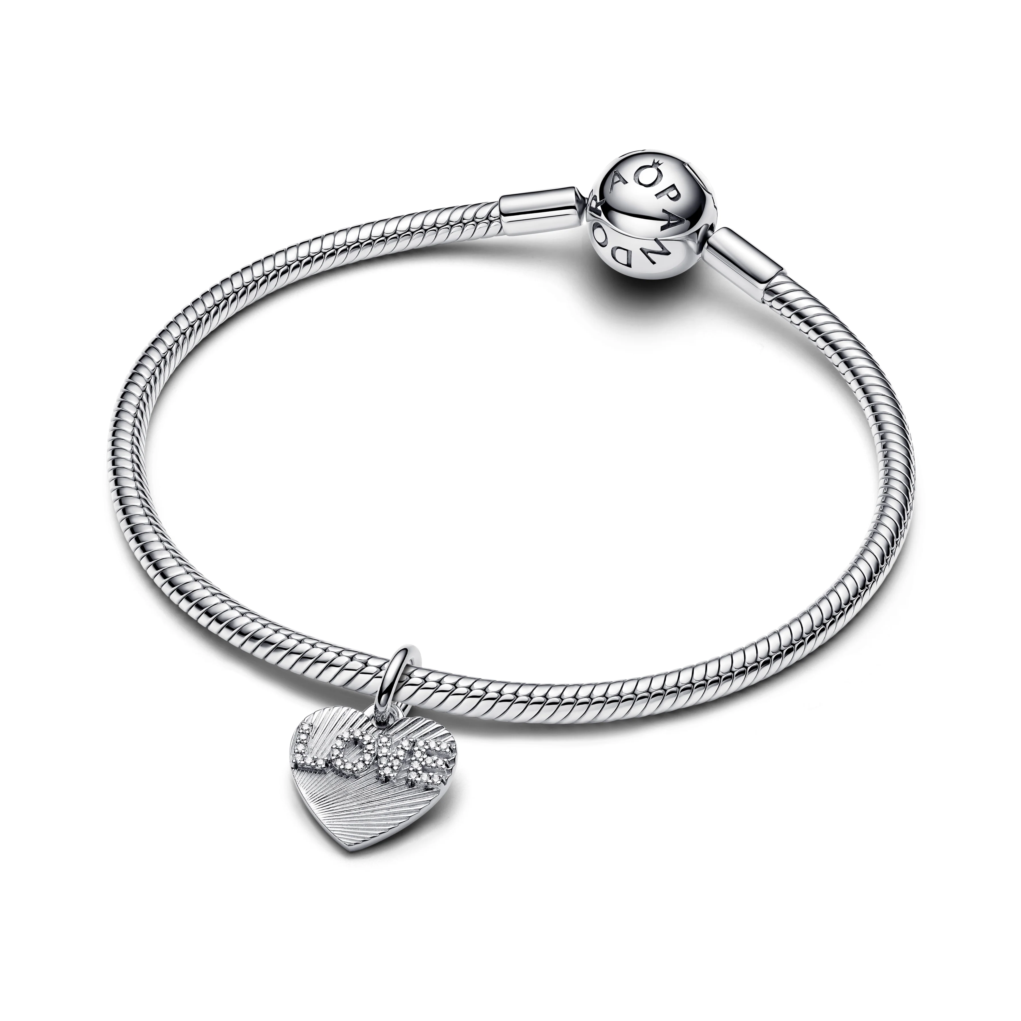 Engravable Love Heart Sterling Silver Dangle With Clear Cubic Zirconia - Image 4