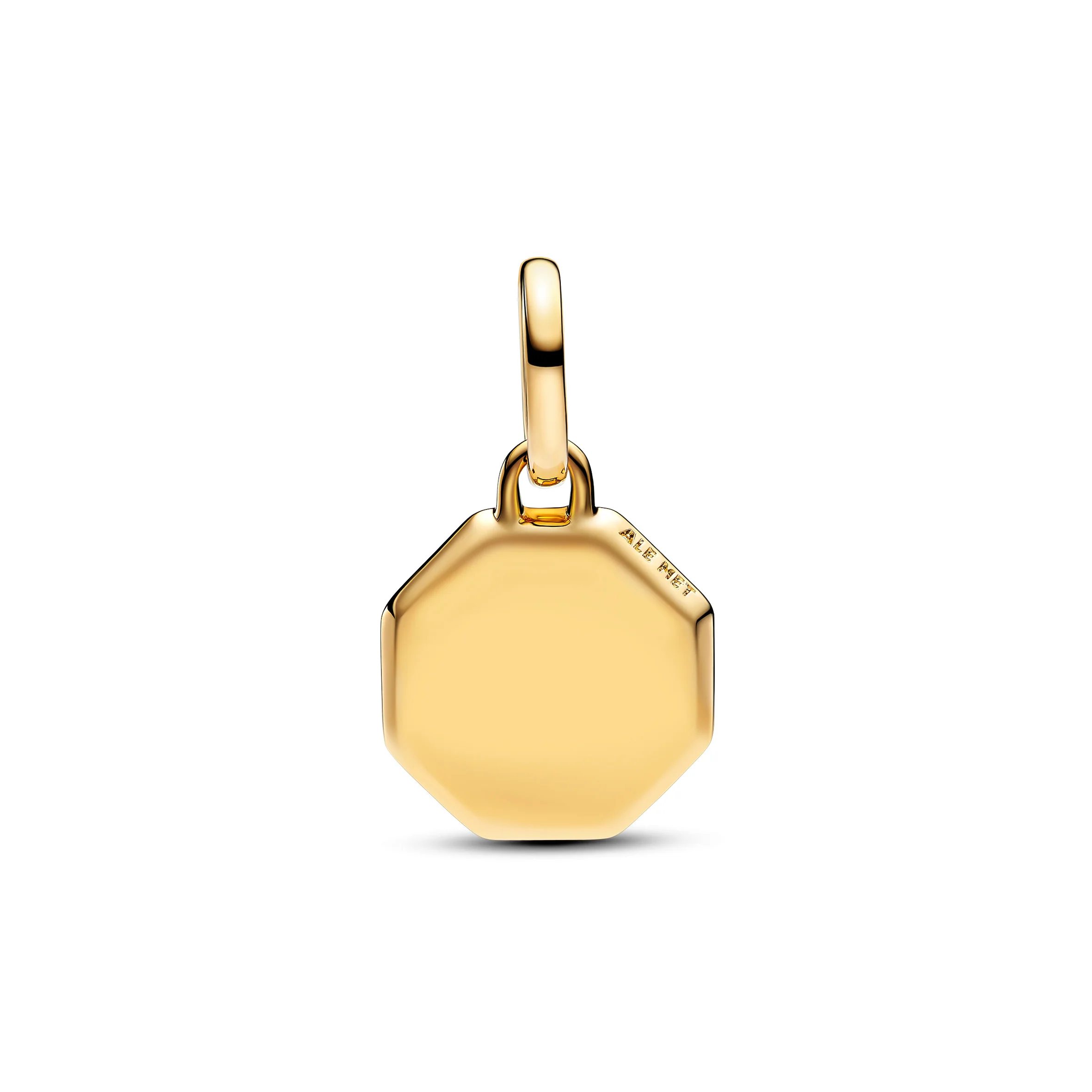 Engravable Octagonal 14K Gold-Plated Mini Medallion With Man-Made Imitation Of Lapis Lazuli - Image 3