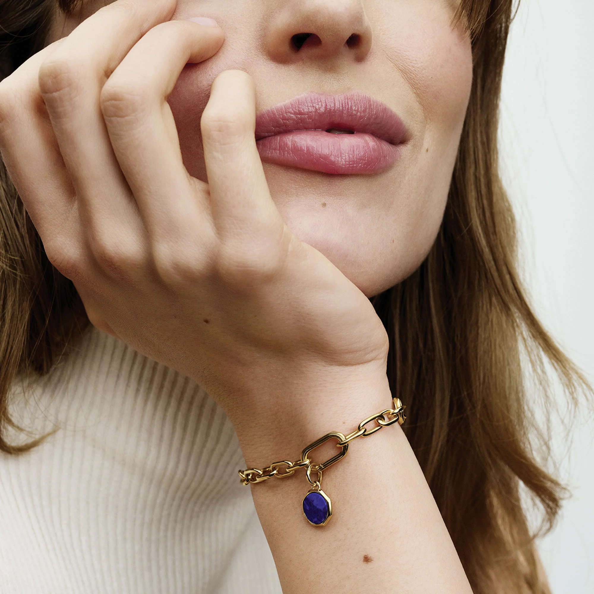 Engravable Octagonal 14K Gold-Plated Mini Medallion With Man-Made Imitation Of Lapis Lazuli - Image 5