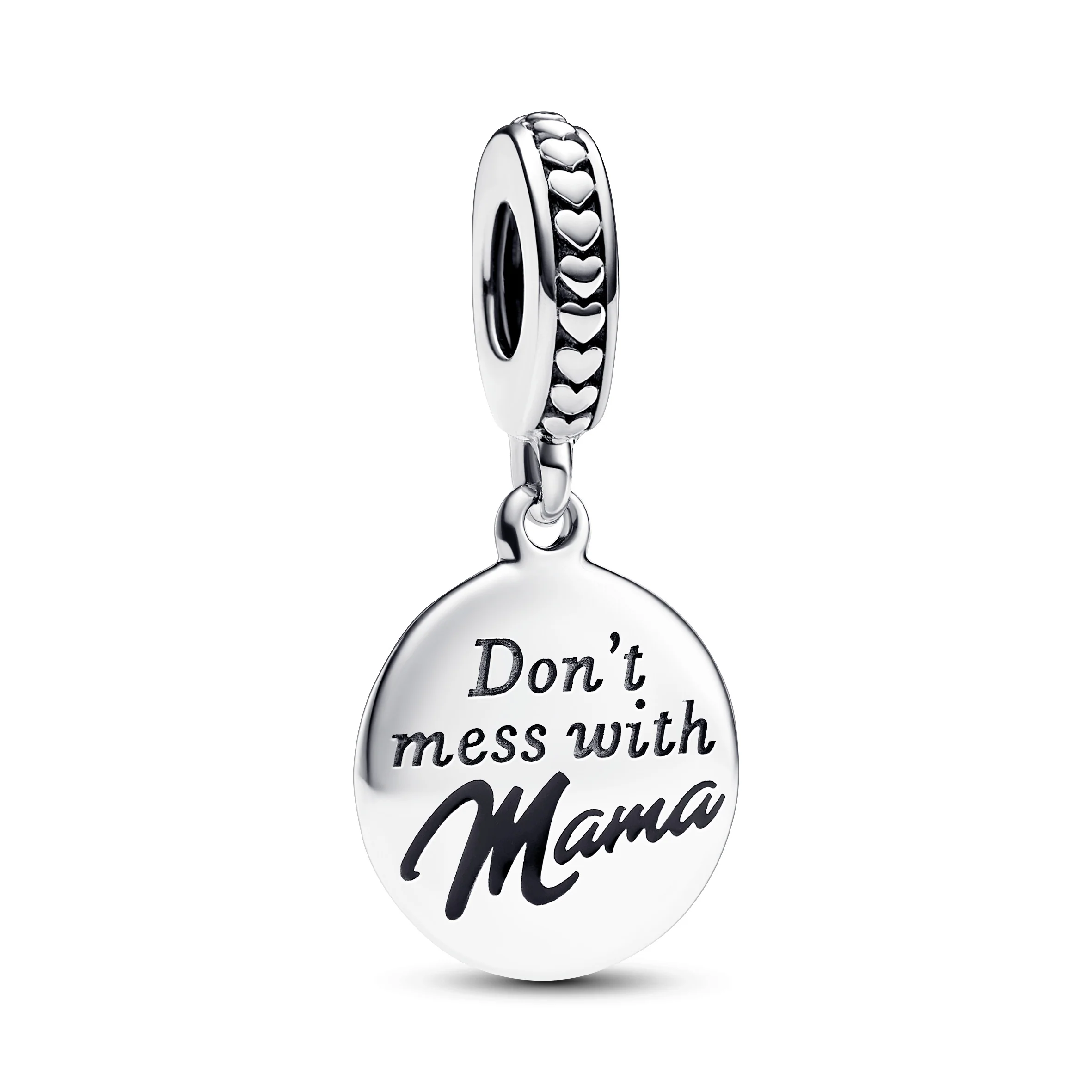 Engravable Sterling Silver Dangle With Black Enamel