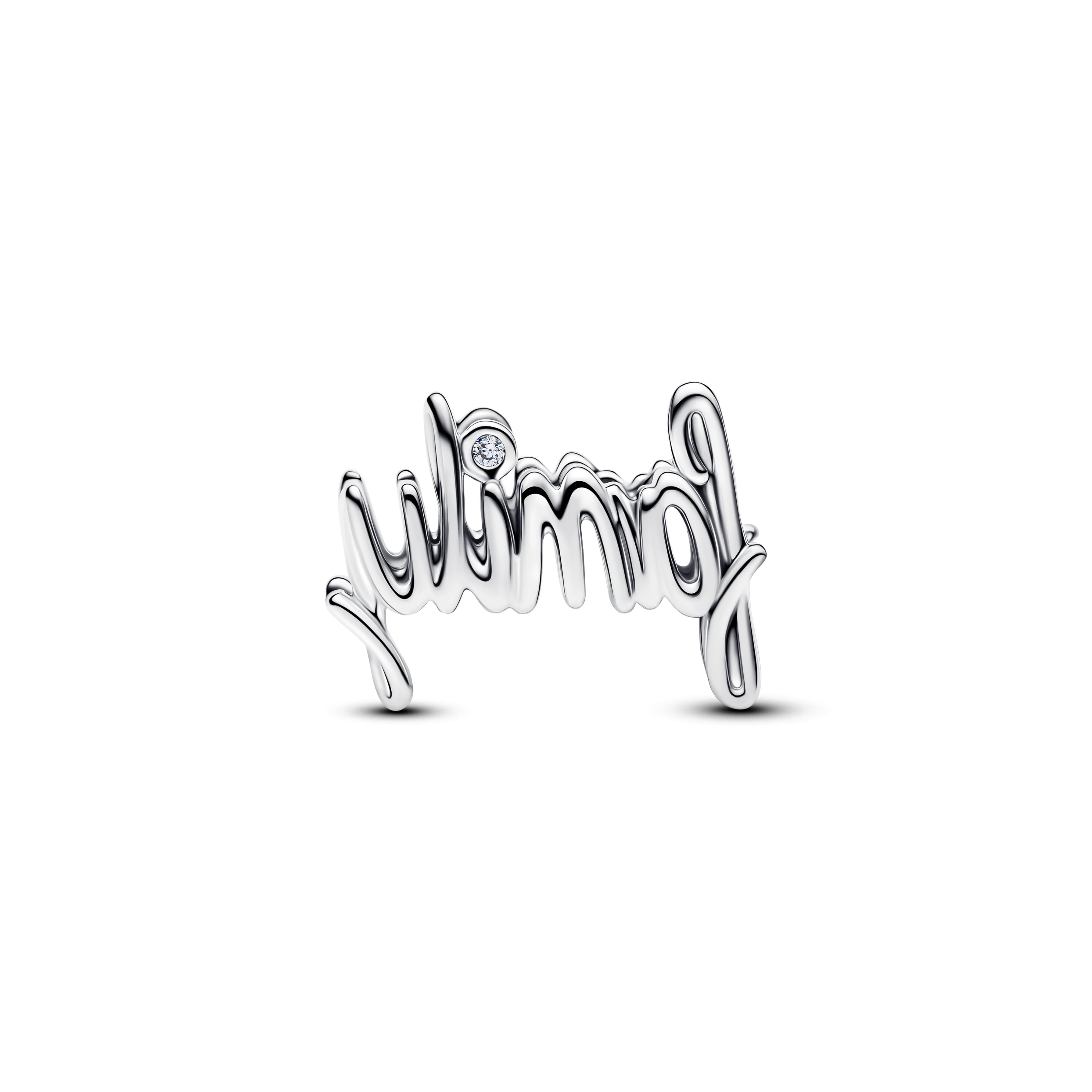 Family Sterling Silver Charm With Clear Cubic Zirconia - Image 4