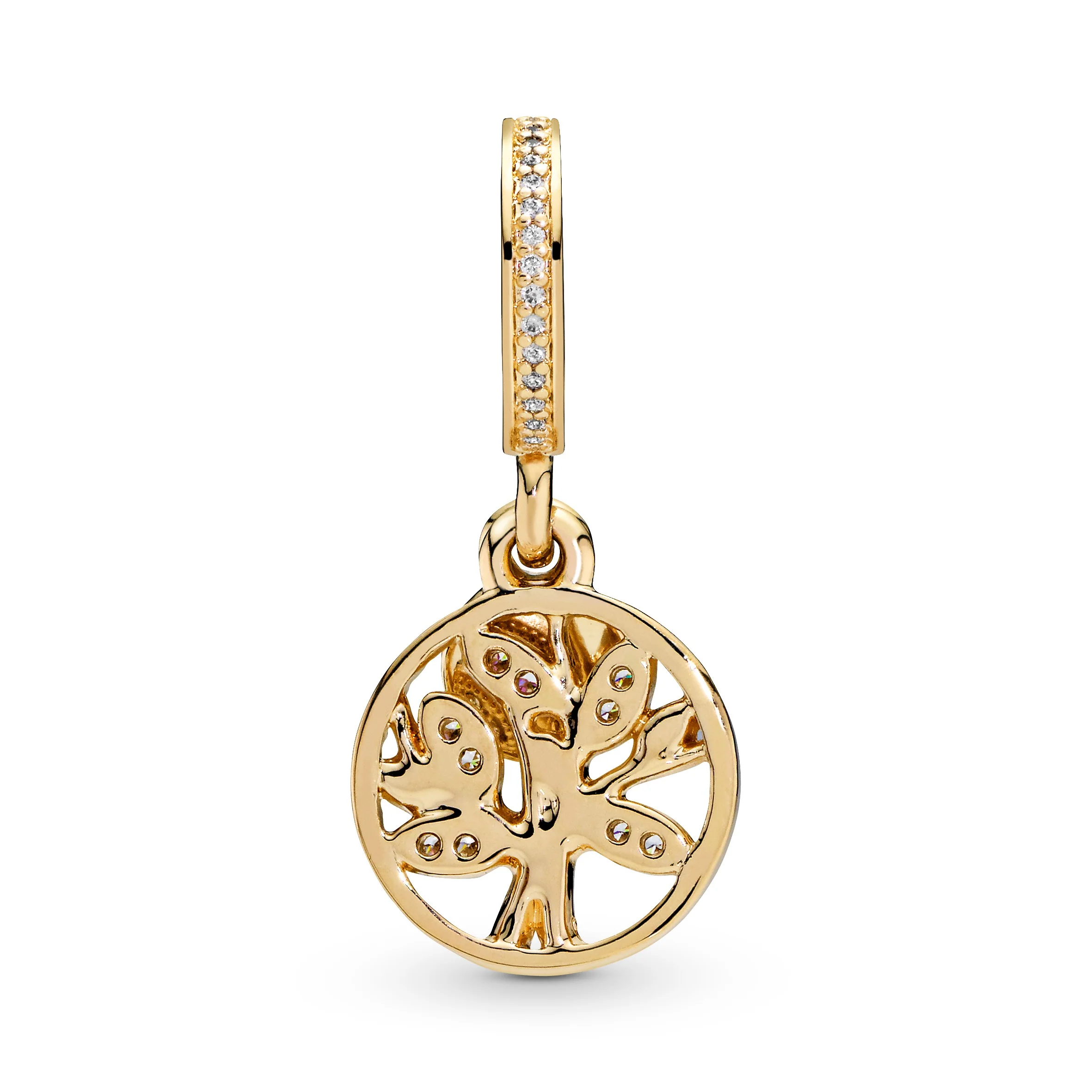 Family Tree 14K Gold-Plated Dangle With Clear Cubic Zirconia - Image 3