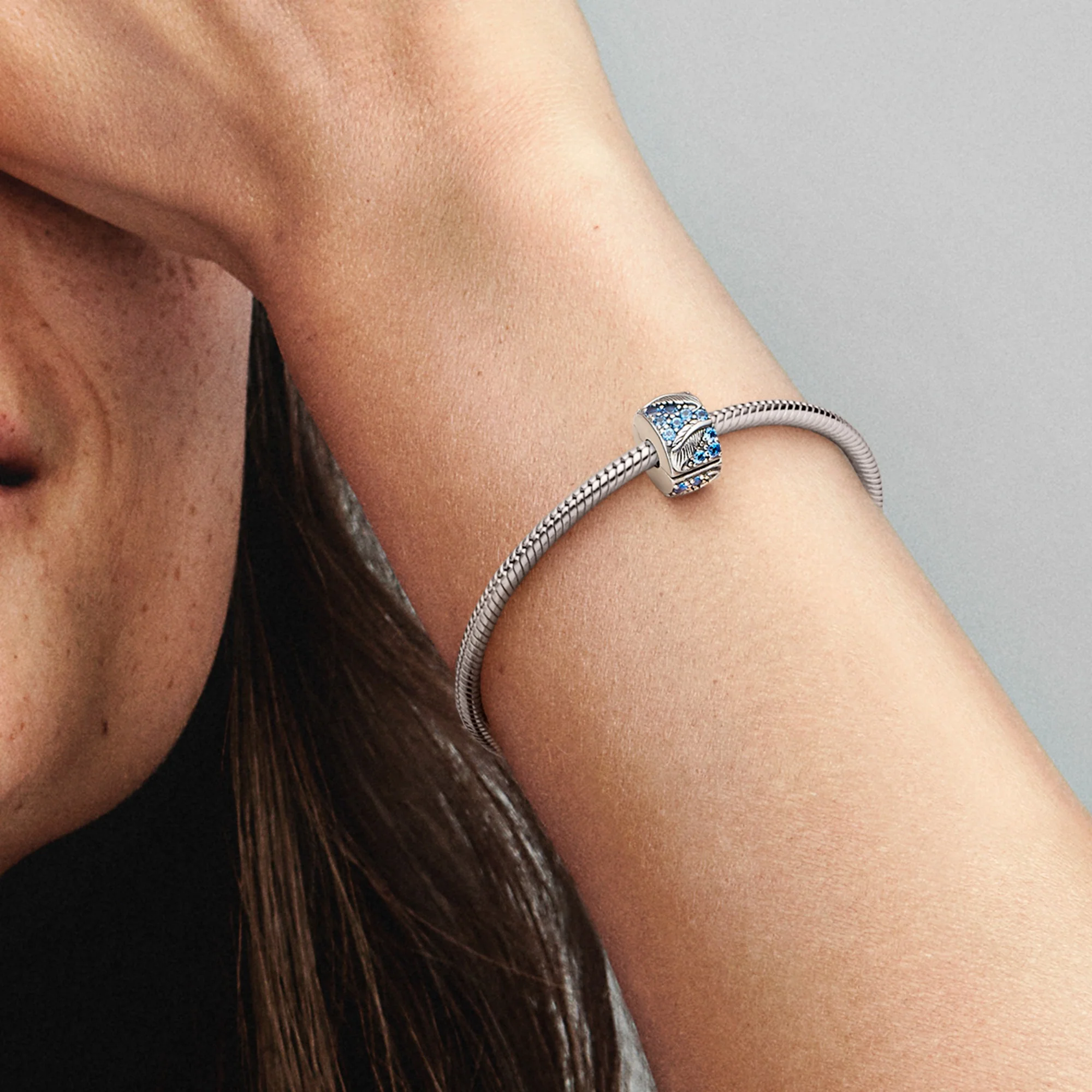 Feather Sterling Silver Clip With Night Blue Crystal - Image 3