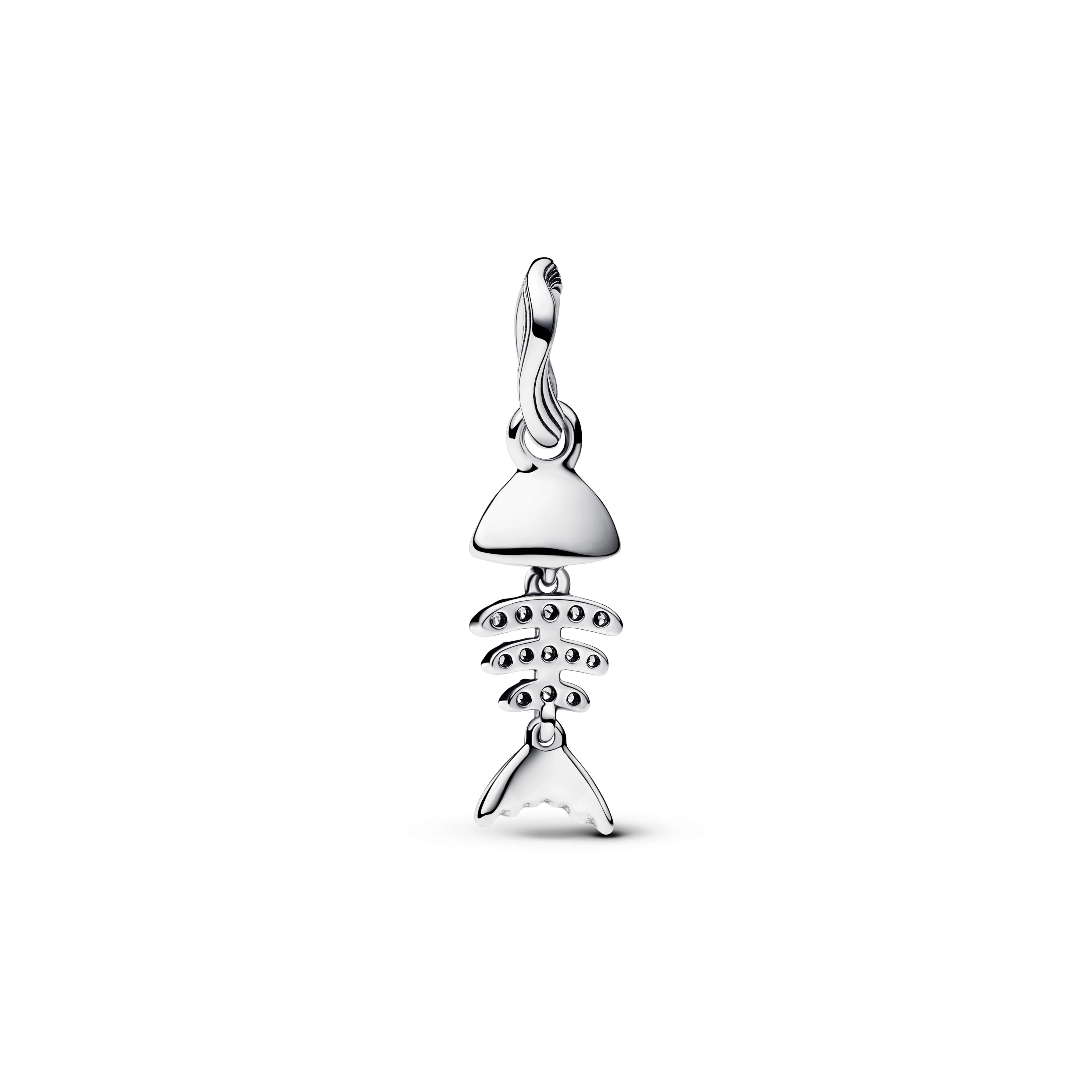 Fishbone Sterling Silver Dangle With Clear Cubic Zirconia And Imitation Turquoise - Image 3