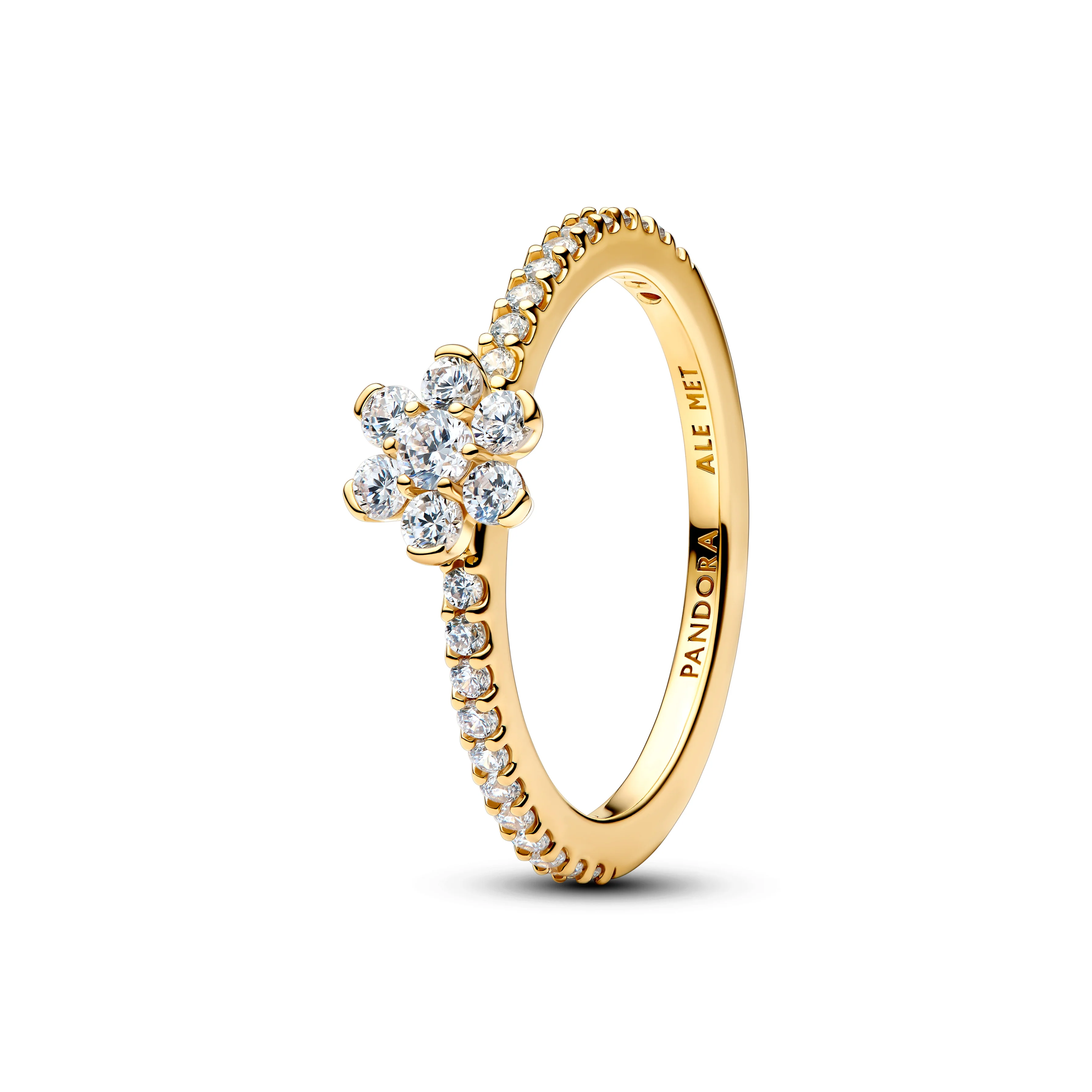 Flower 14K Gold-Plated Ring With Clear Cubic Zirconia - Image 2