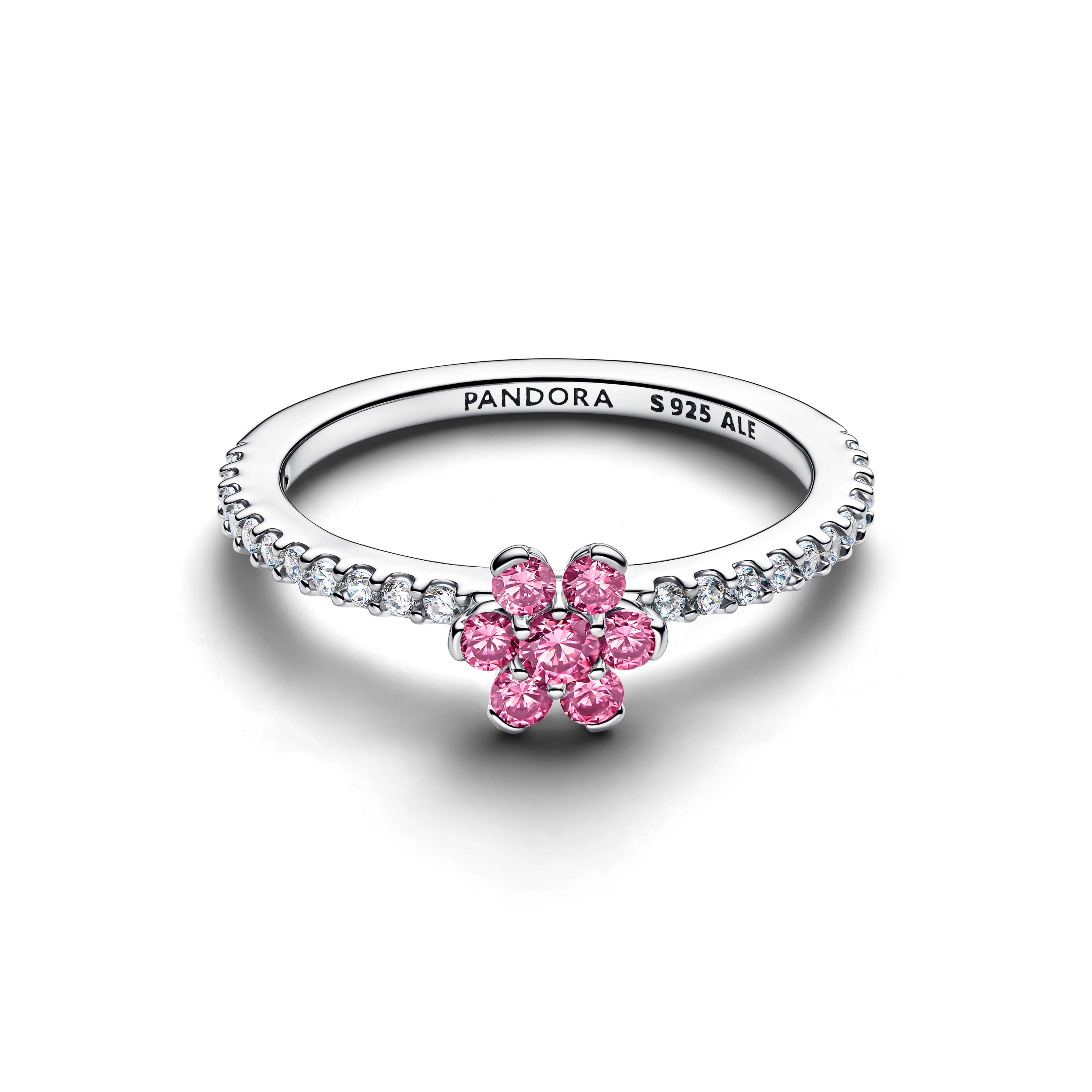 Flower Sterling Silver Ring With Fancy Pink And Clear Cubic Zirconia - Image 2