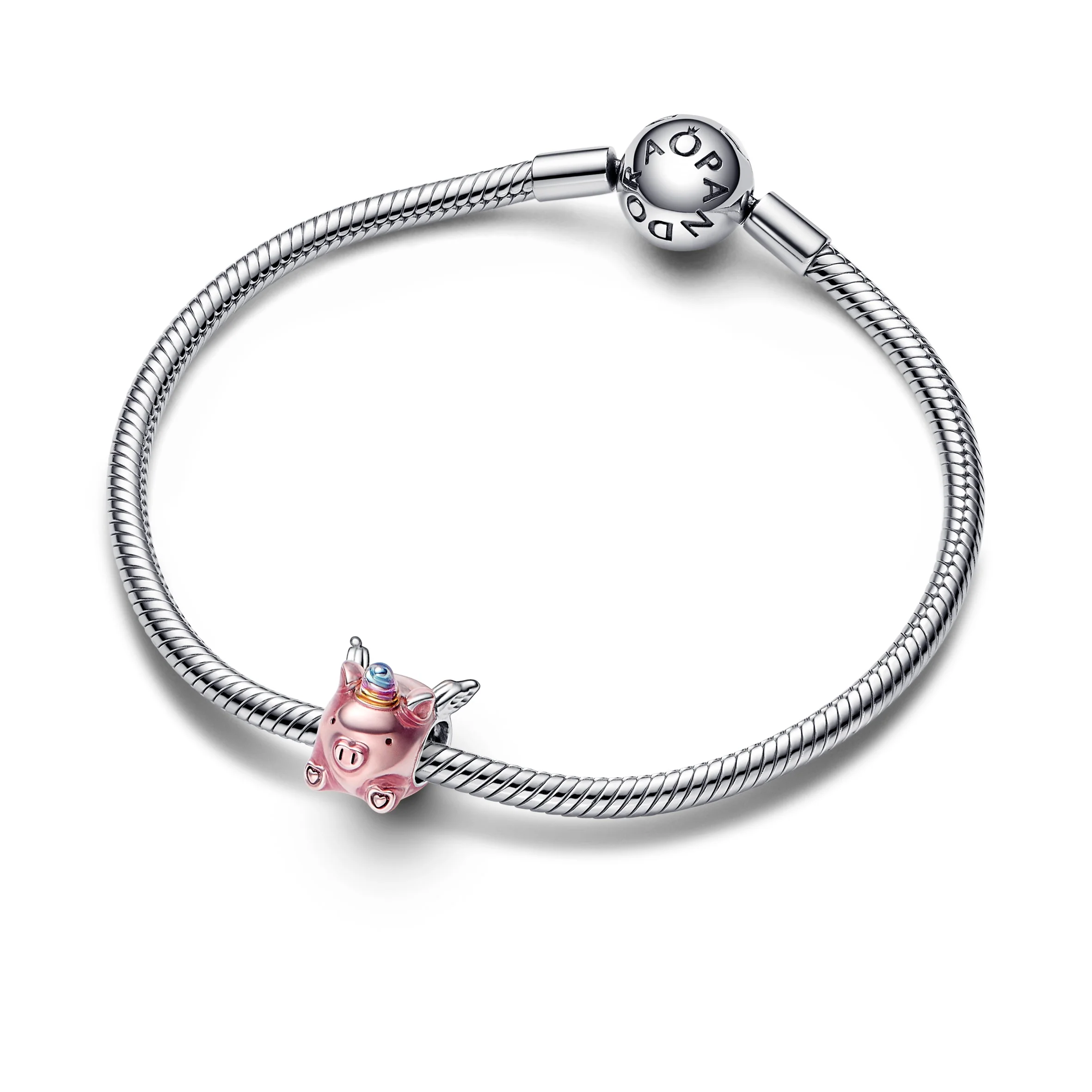 Flying Pig Sterling Silver Charm With Transparent Light Pink, Blue, Violet And Yellow Enamel - Image 4