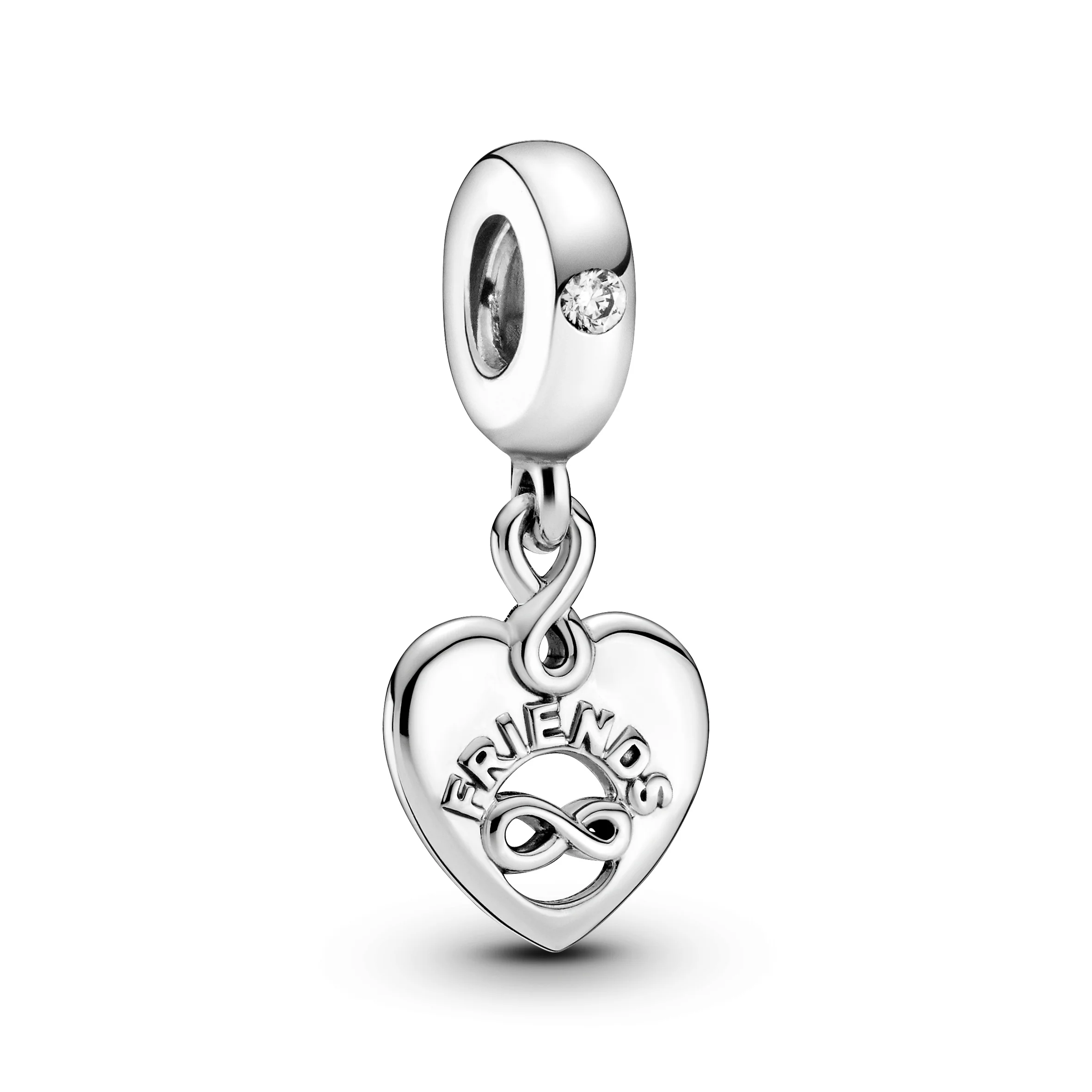 Friends And Infinity Heart Sterling Silver Dangle With Clear Cubic Zirconia - Image 4