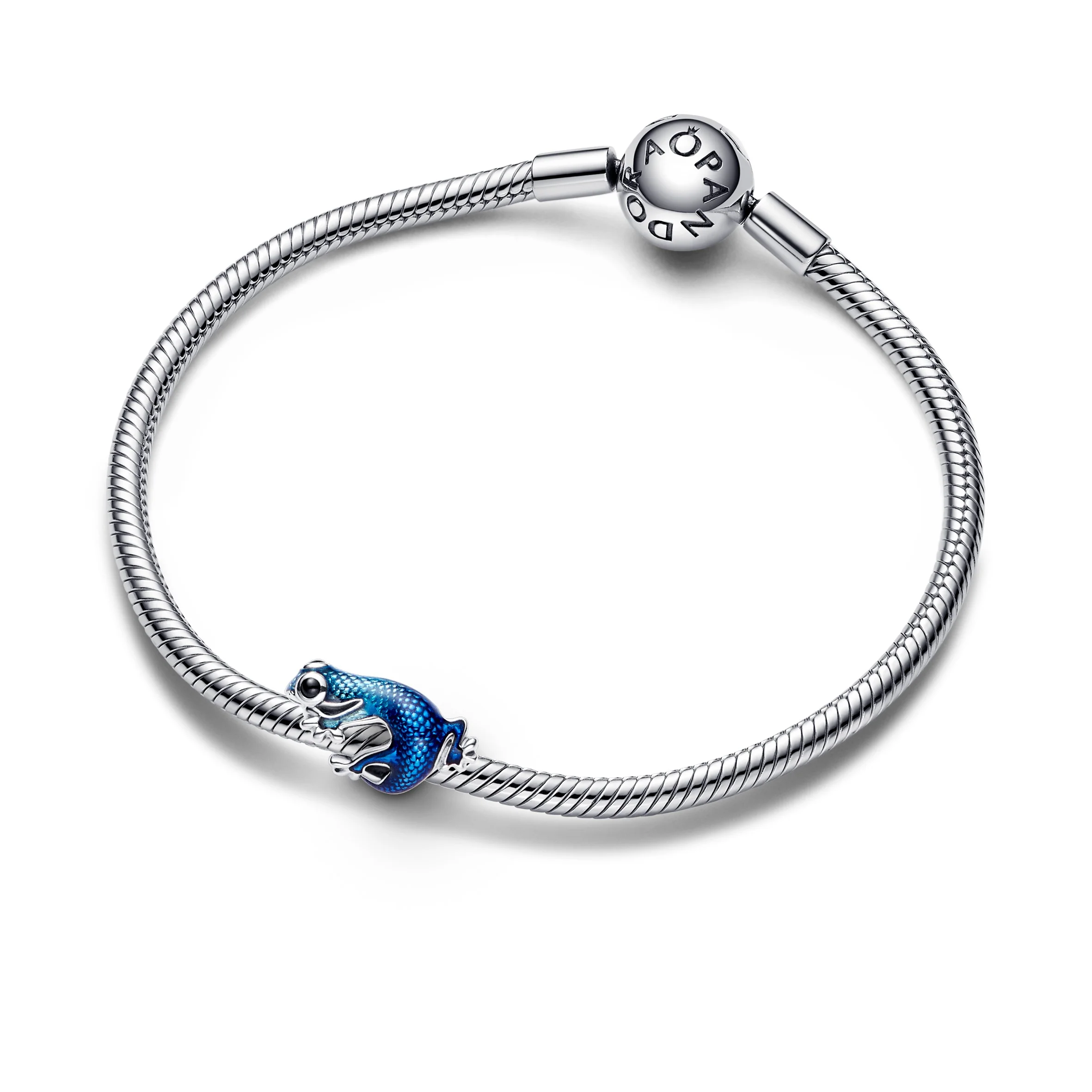 Gecko Sterling Silver Charm With Black Crystal And Shaded Transparent Metallic Light To Dark Blue Enamel - Image 4