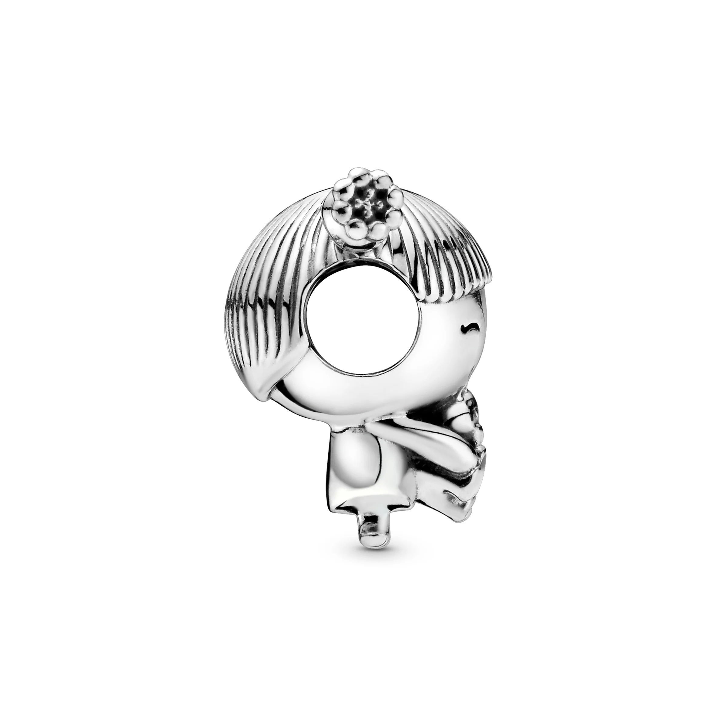 Girl Silver Charm With Pink Enamel - Image 4