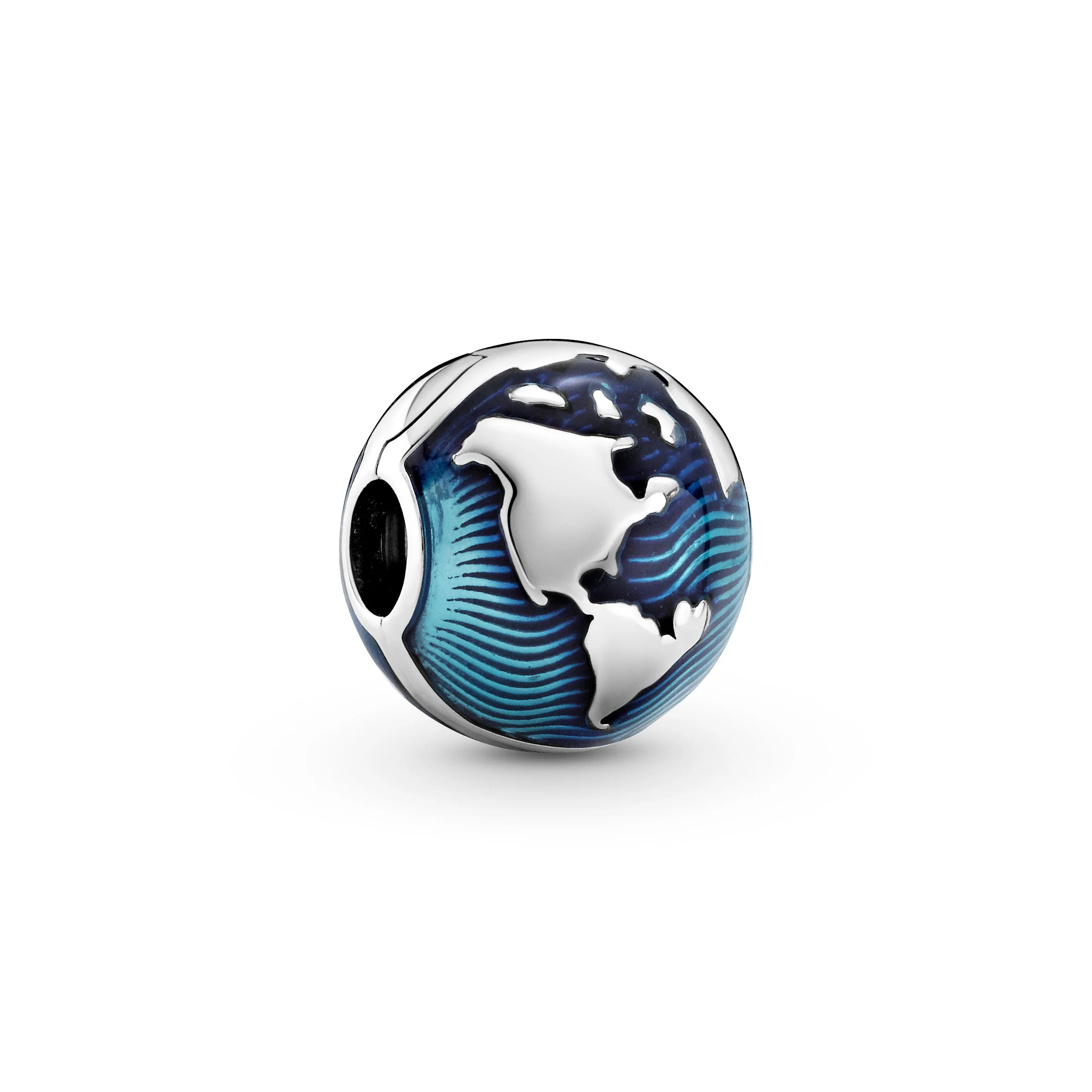 Globe Sterling Silver Clip With Transparent Blue Enamel - Image 4