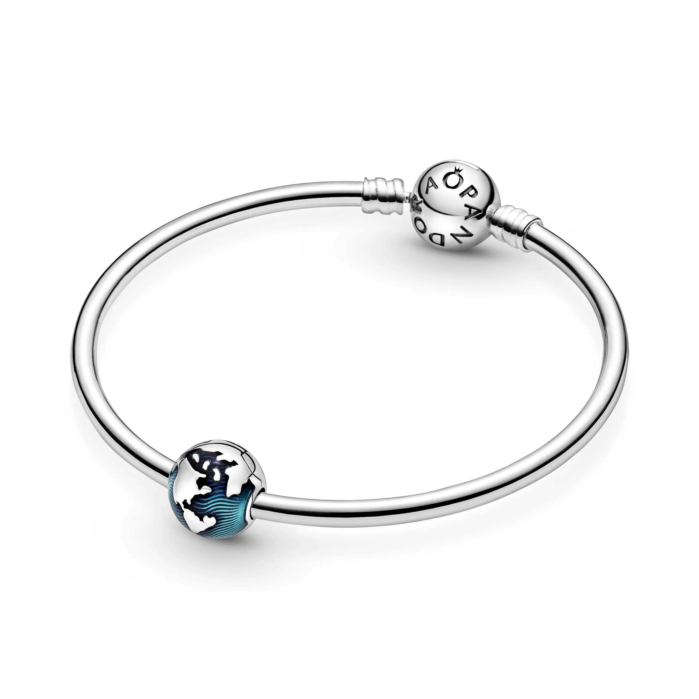 Globe Sterling Silver Clip With Transparent Blue Enamel - Image 5