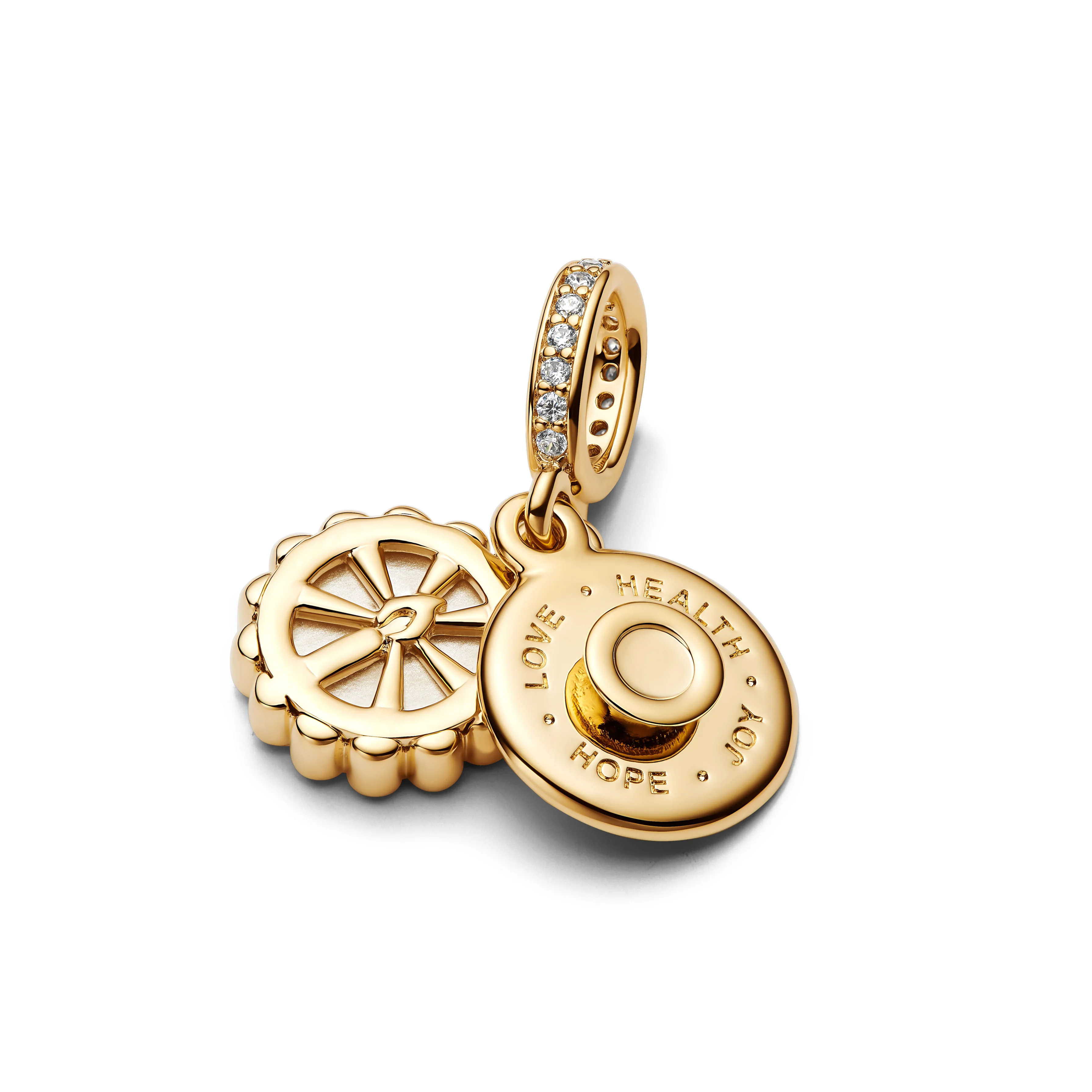 Happy Bday 14K Gold-Plated Dangle With White Bioresin Man-Made Mother Of Pearl And Clear Cubic Zirconia - Image 5