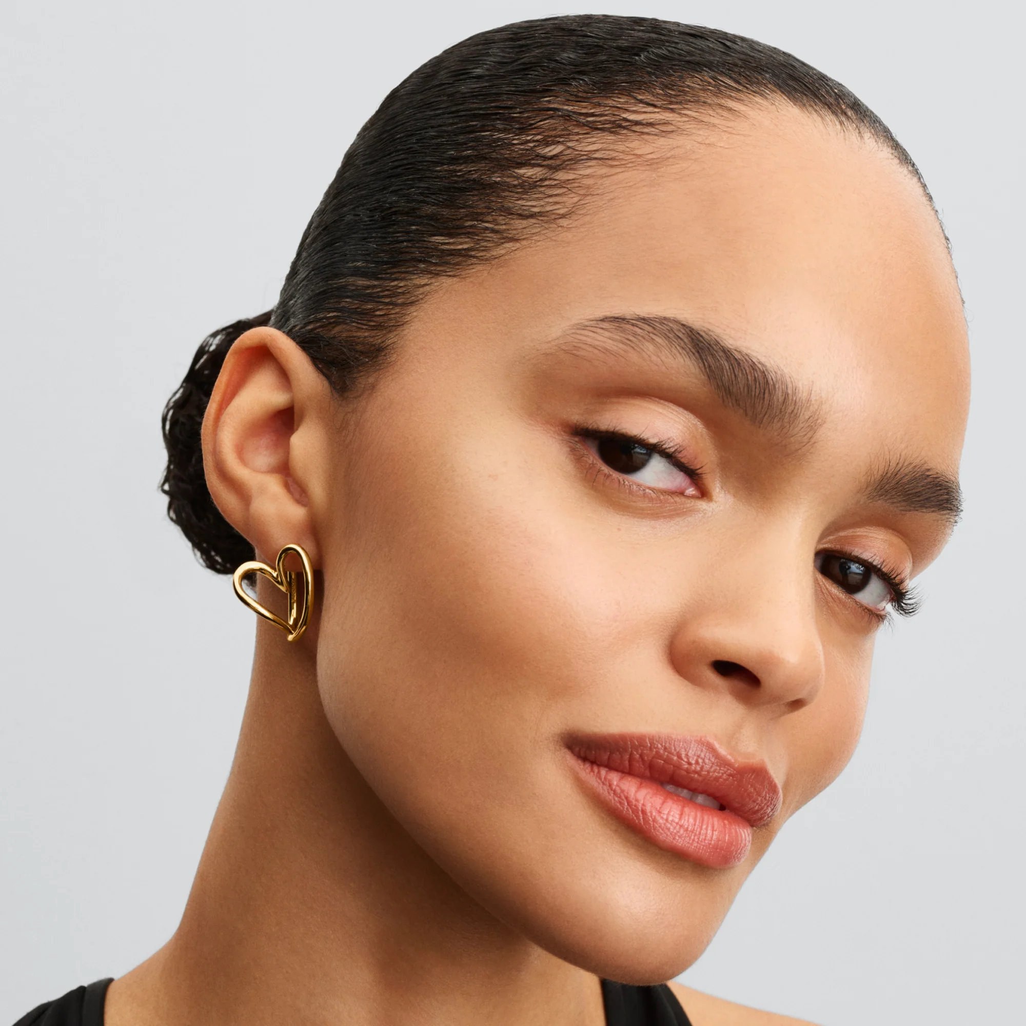 Heart 14K Gold-Plated Hoop Earrings - Image 2
