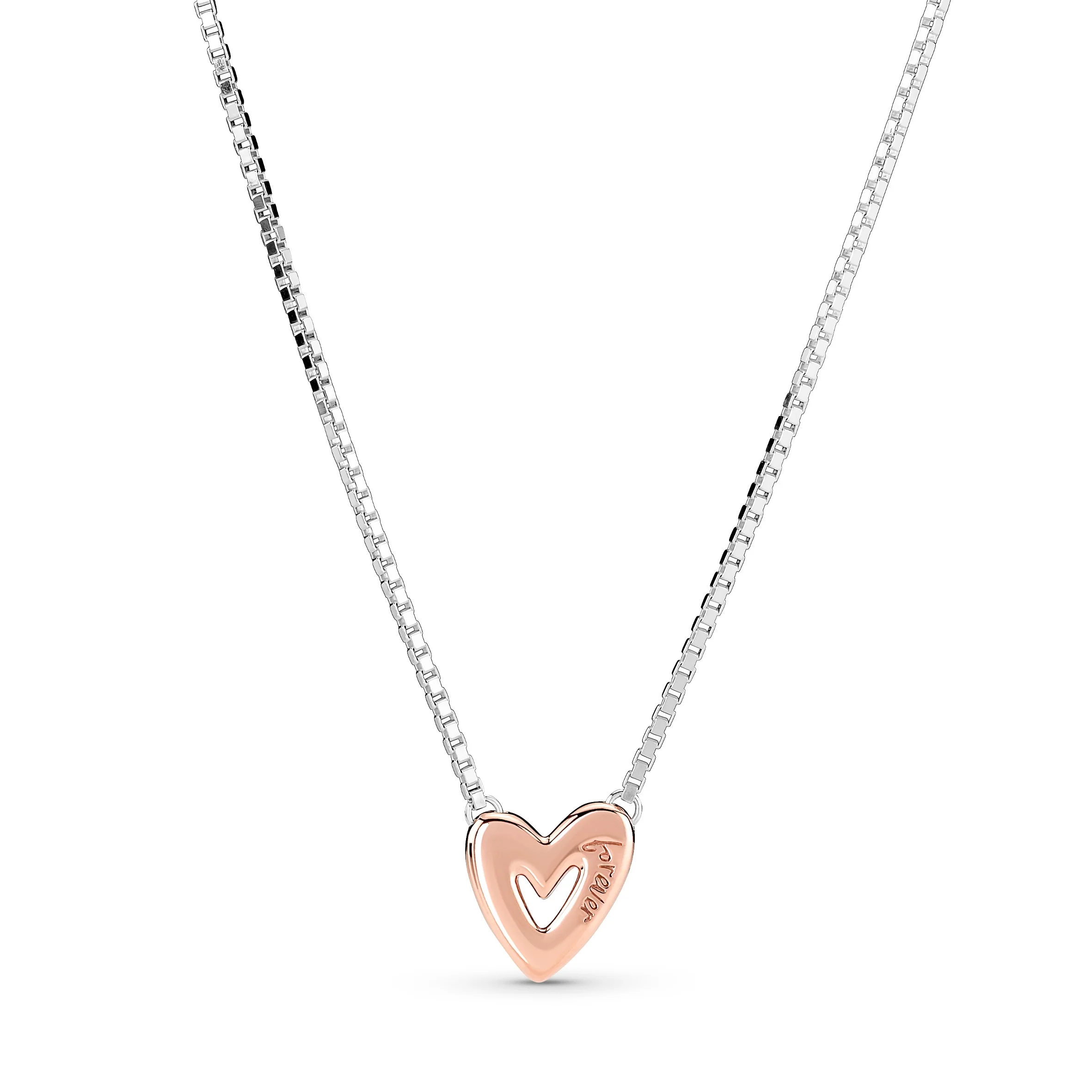 Heart 14K Rose Gold-Plated And Sterling Silver Collier With Clear Cubic Zirconia - Image 5