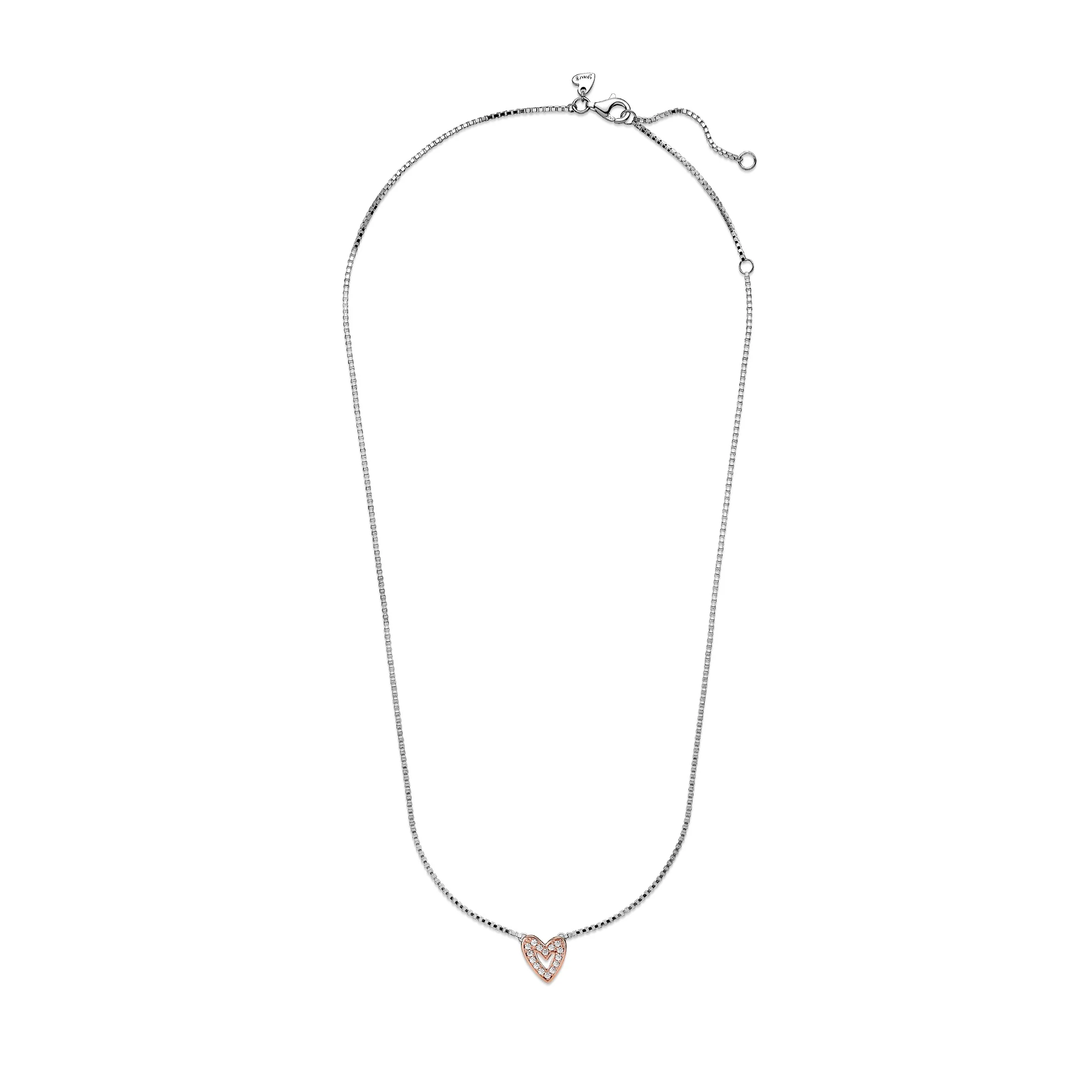 Heart 14K Rose Gold-Plated And Sterling Silver Collier With Clear Cubic Zirconia - Image 6