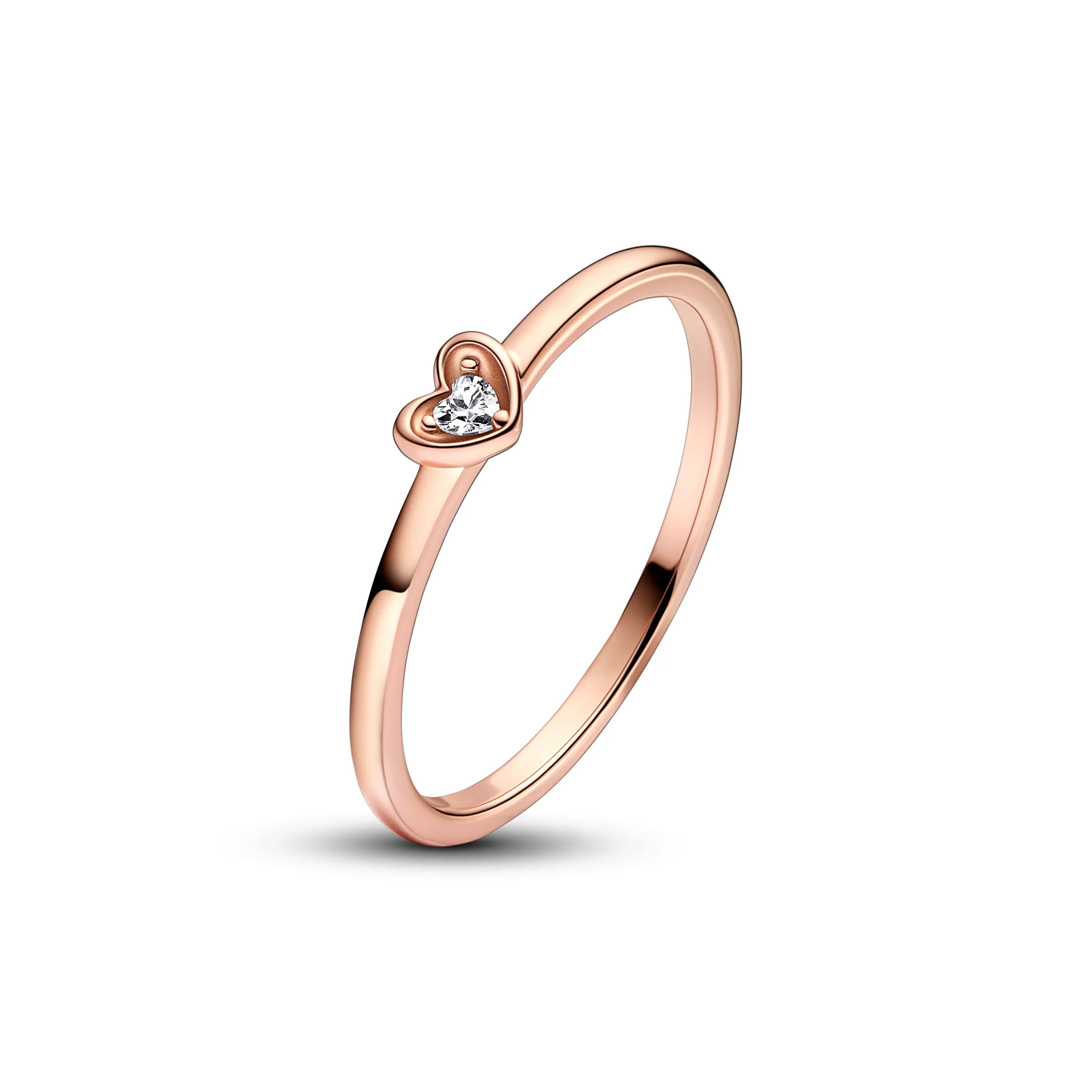 Heart 14K Rose Gold-Plated Ring With Clear Cubic Zirconia - Image 3
