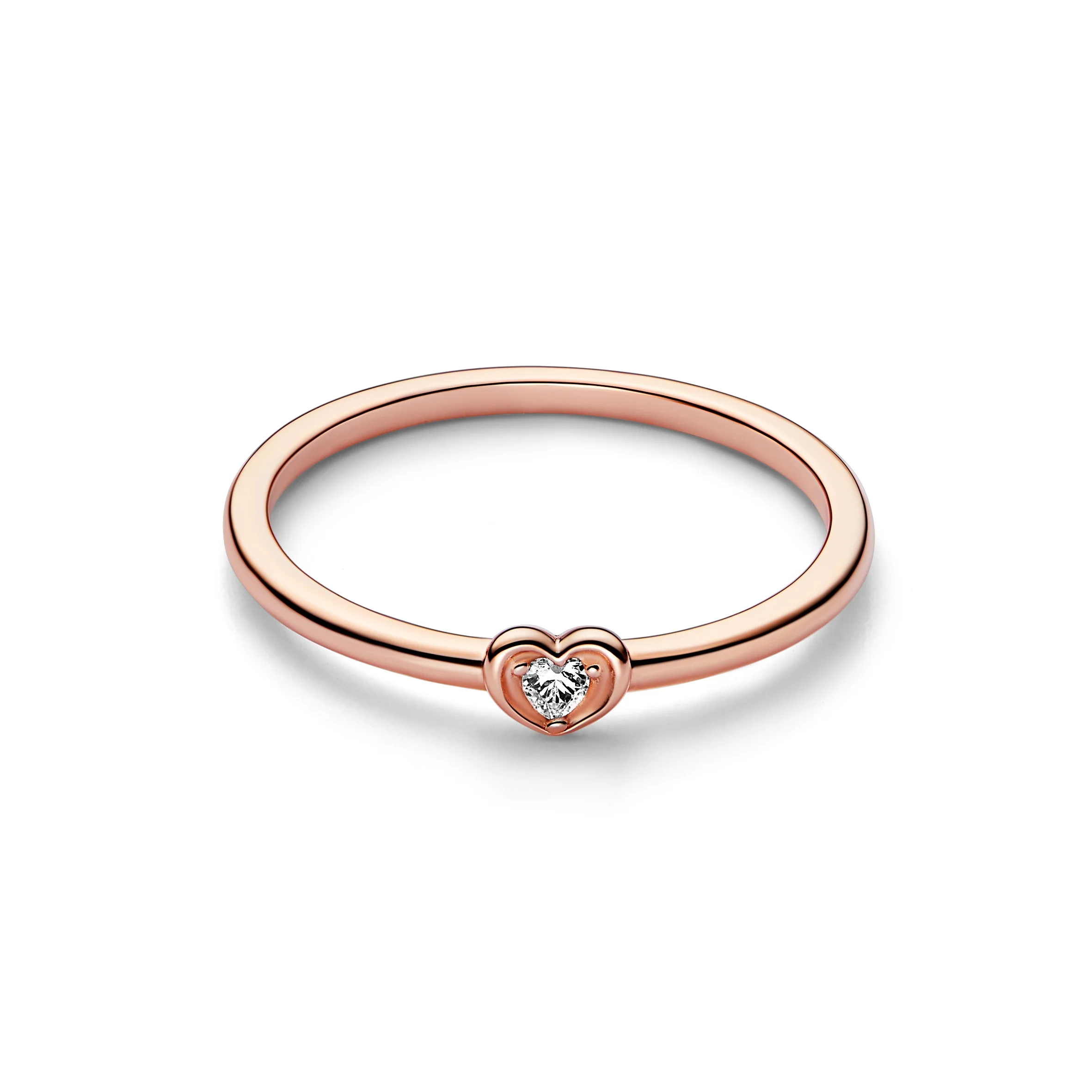 Heart 14K Rose Gold-Plated Ring With Clear Cubic Zirconia - Image 4