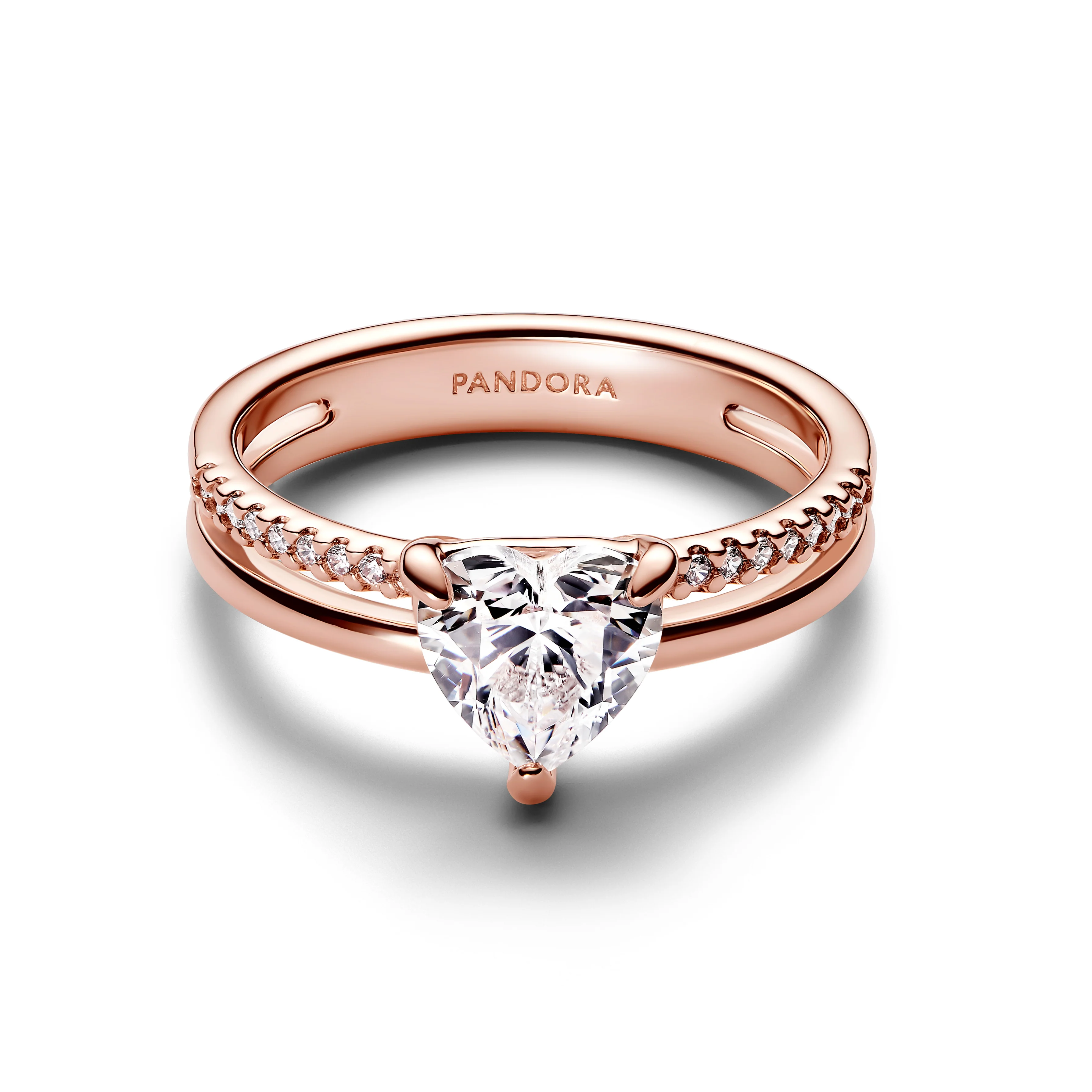 Heart 14K Rose Gold-Plated Ring With Clear Cubic Zirconia - Image 3