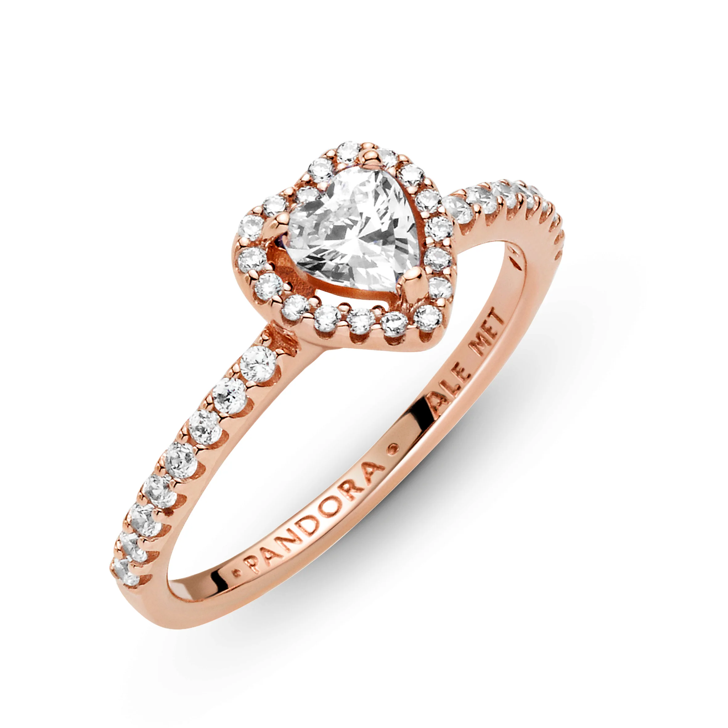 Heart 14K Rose Gold-Plated Ring With Clear Cubic Zirconia - Image 3